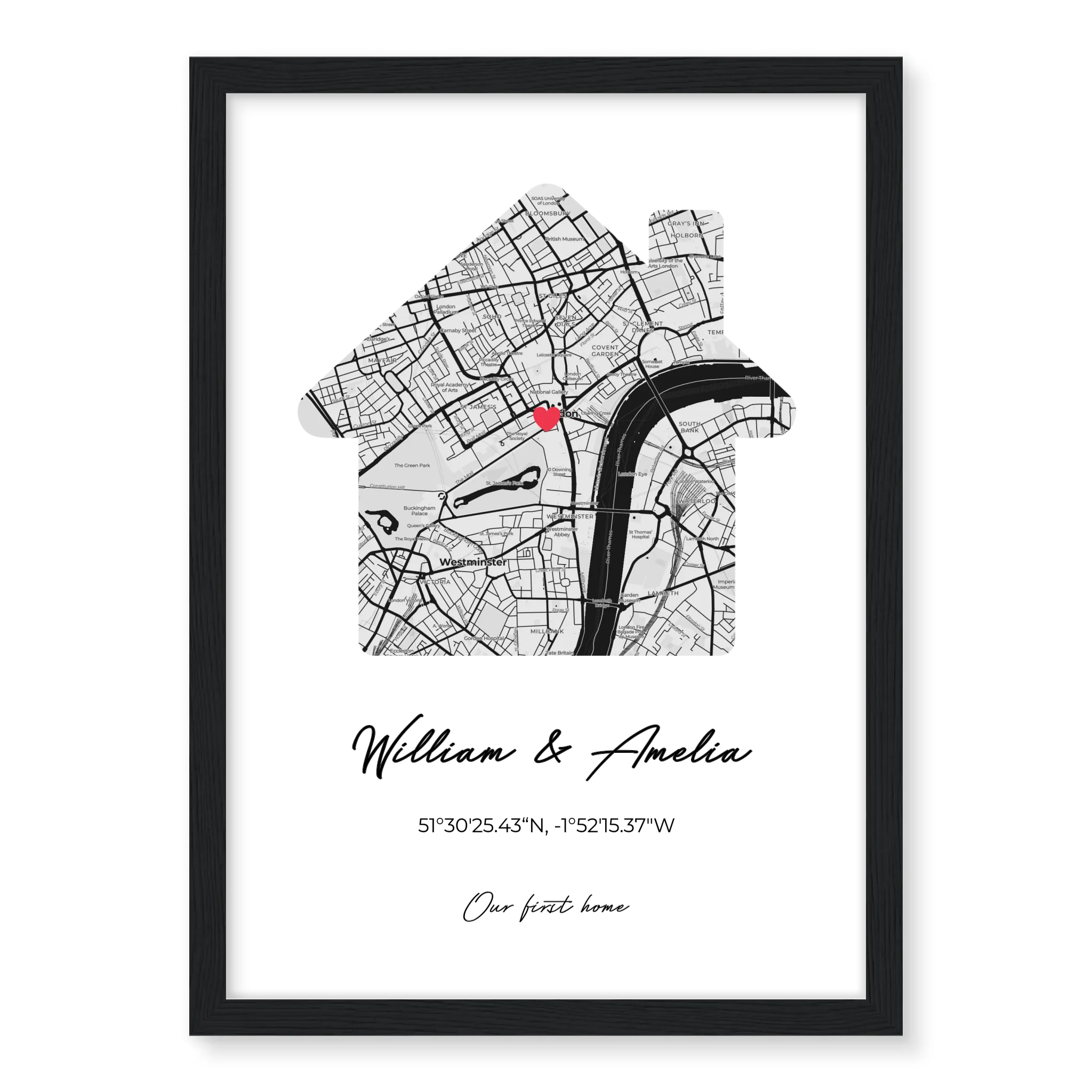 Our First Home personalised poster – housewarming or anniversary gift framed print