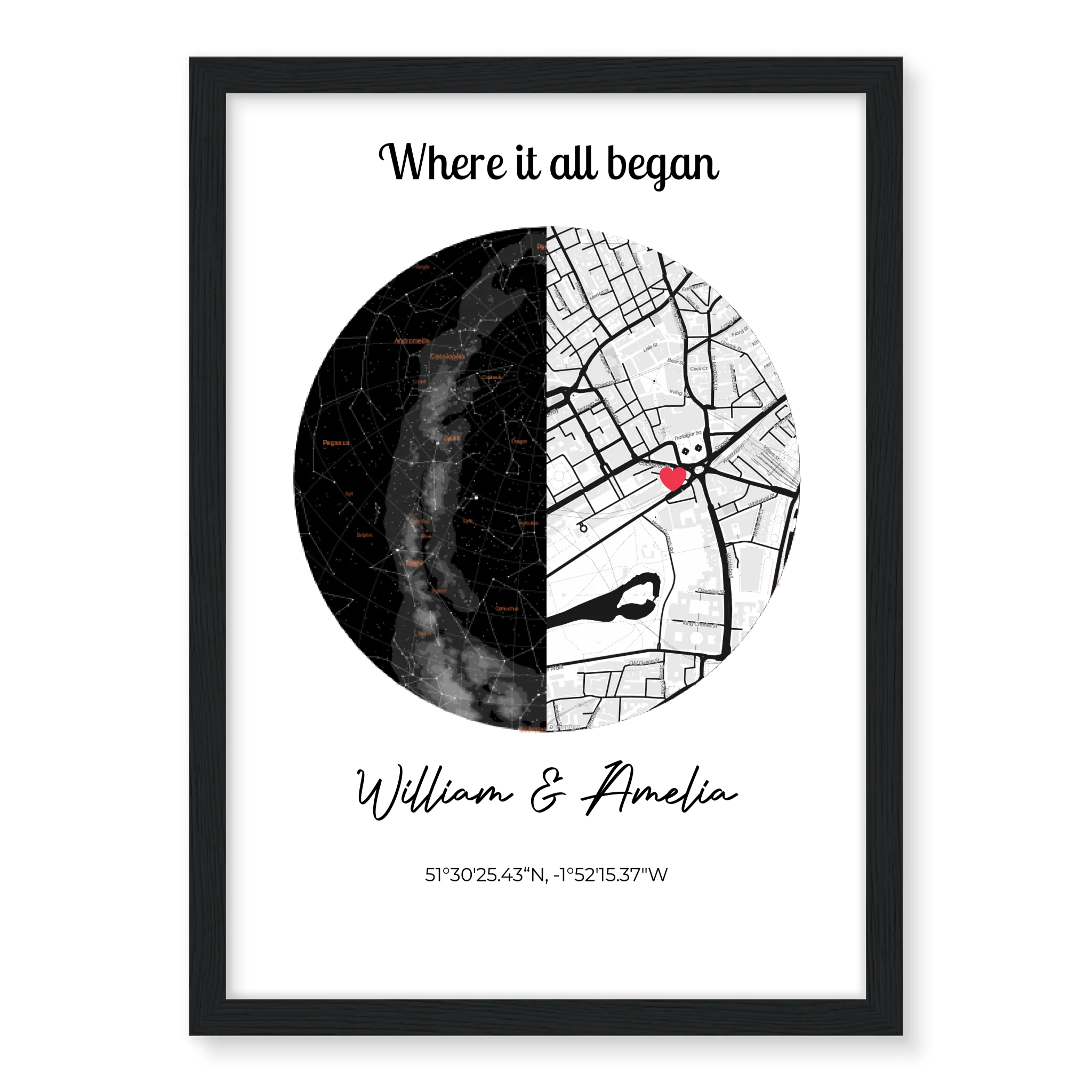 Where it All Began Constellation and Map - Personalised Poster