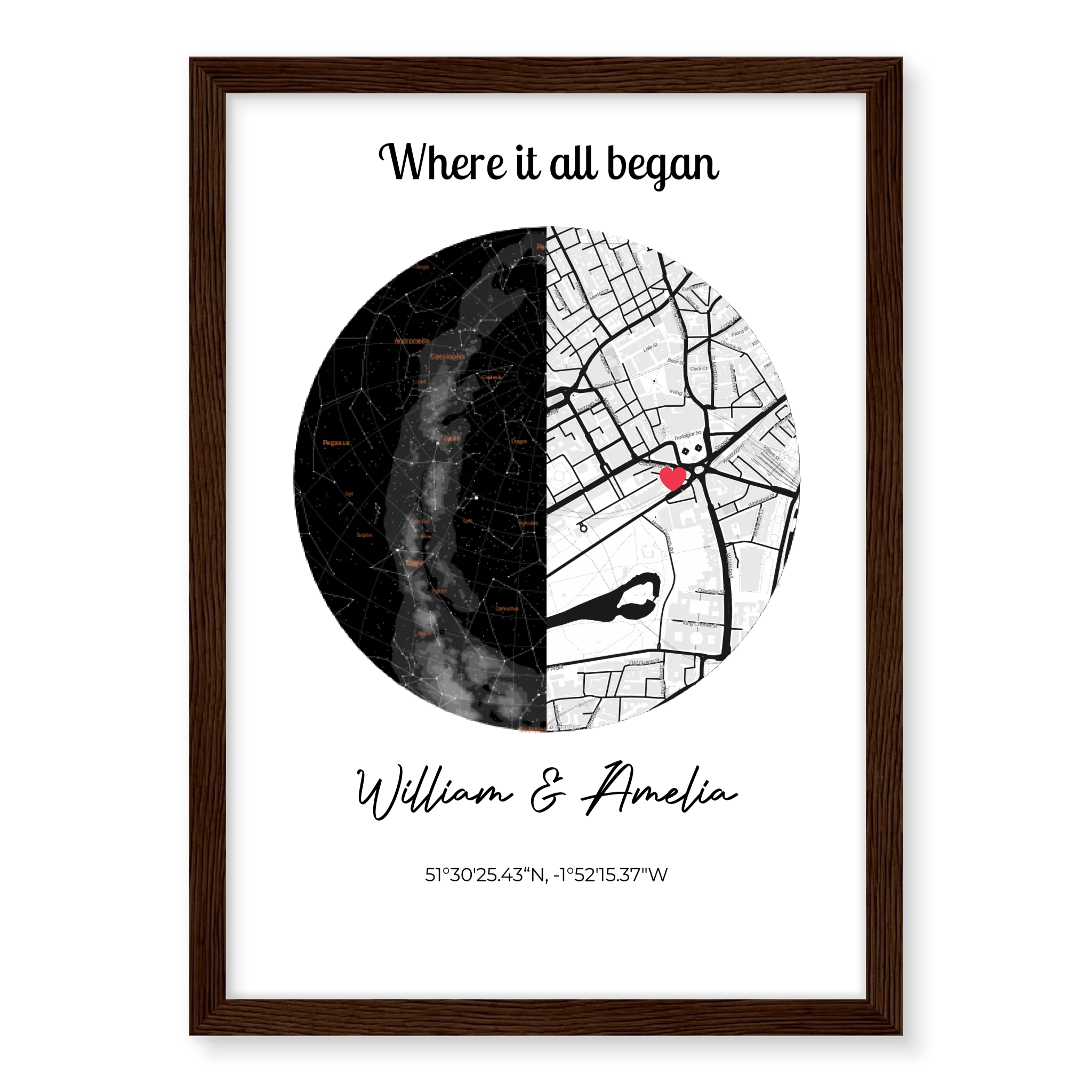 Where it All Began Constellation and Map - Personalised Poster