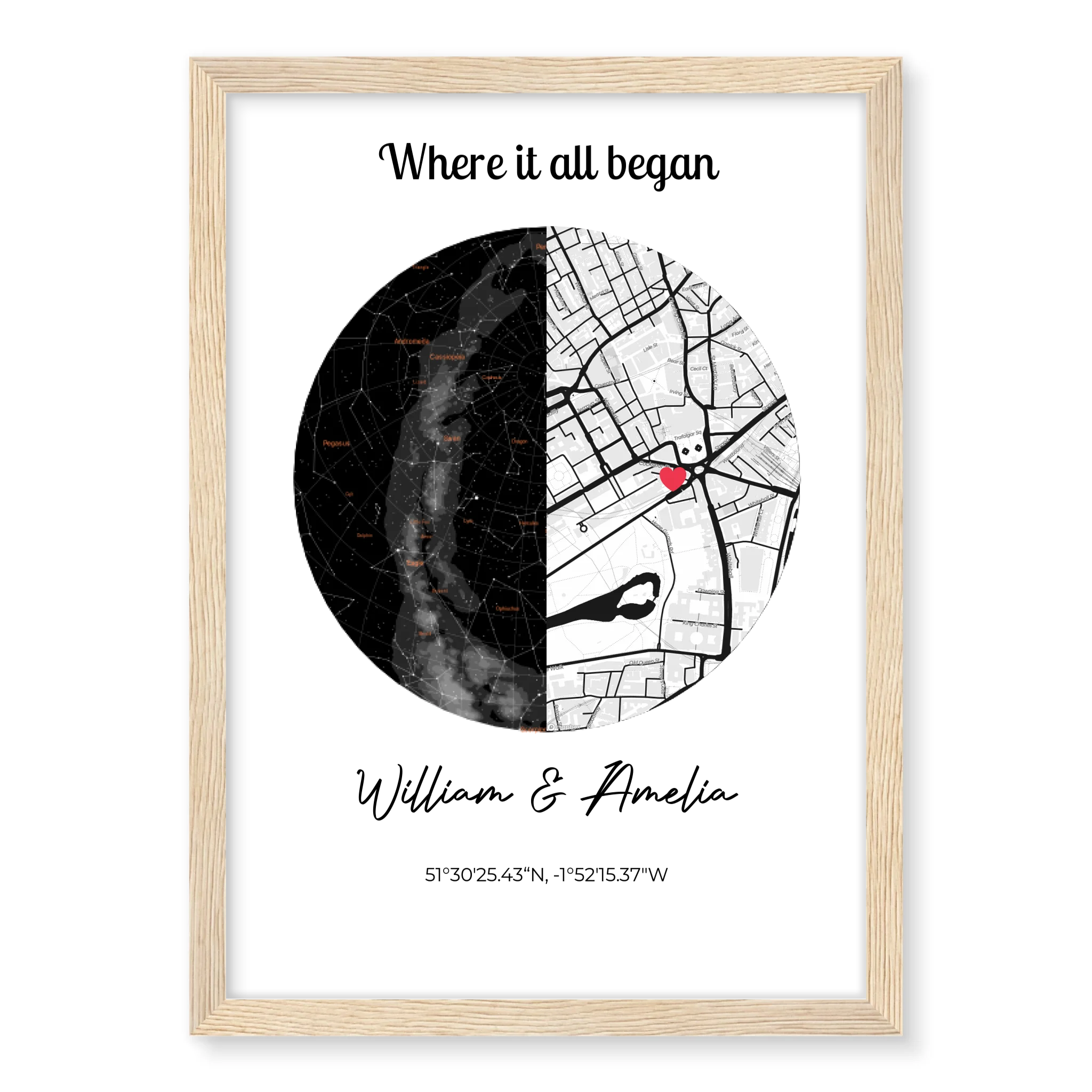 Where it All Began Constellation and Map - Personalised Poster