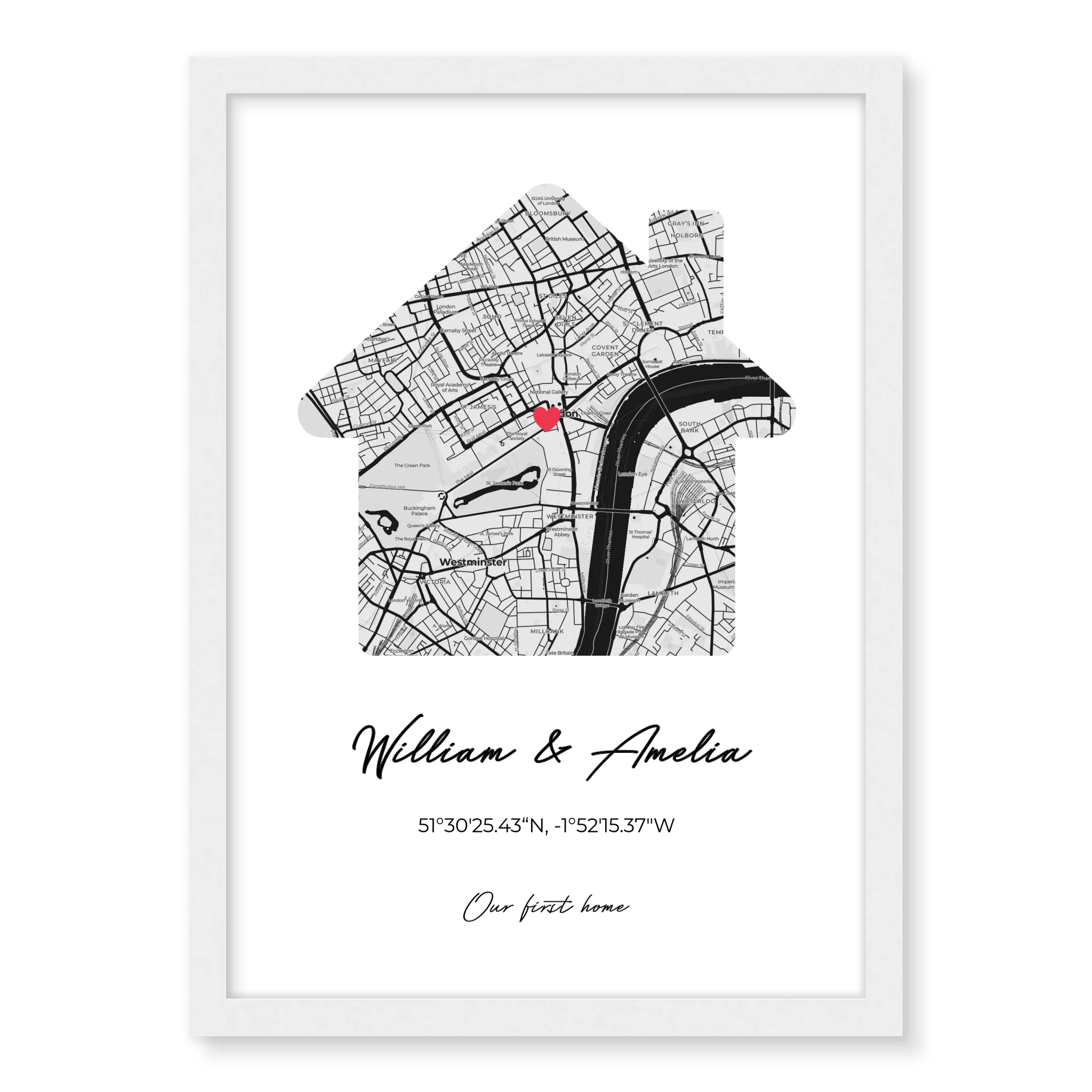 Our First Home personalised poster – custom home print close up detail