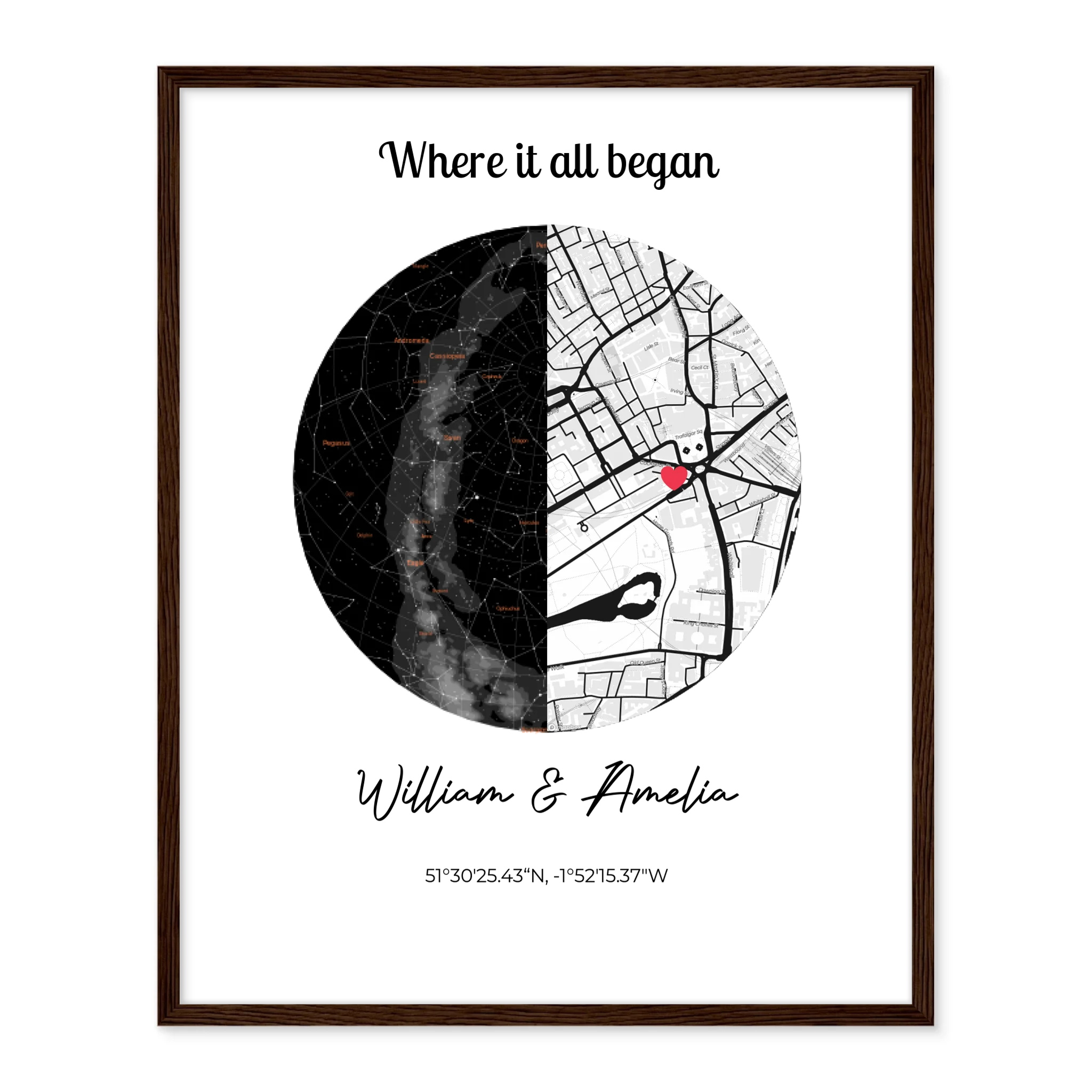 Meeting place map + constellation - Custom poster