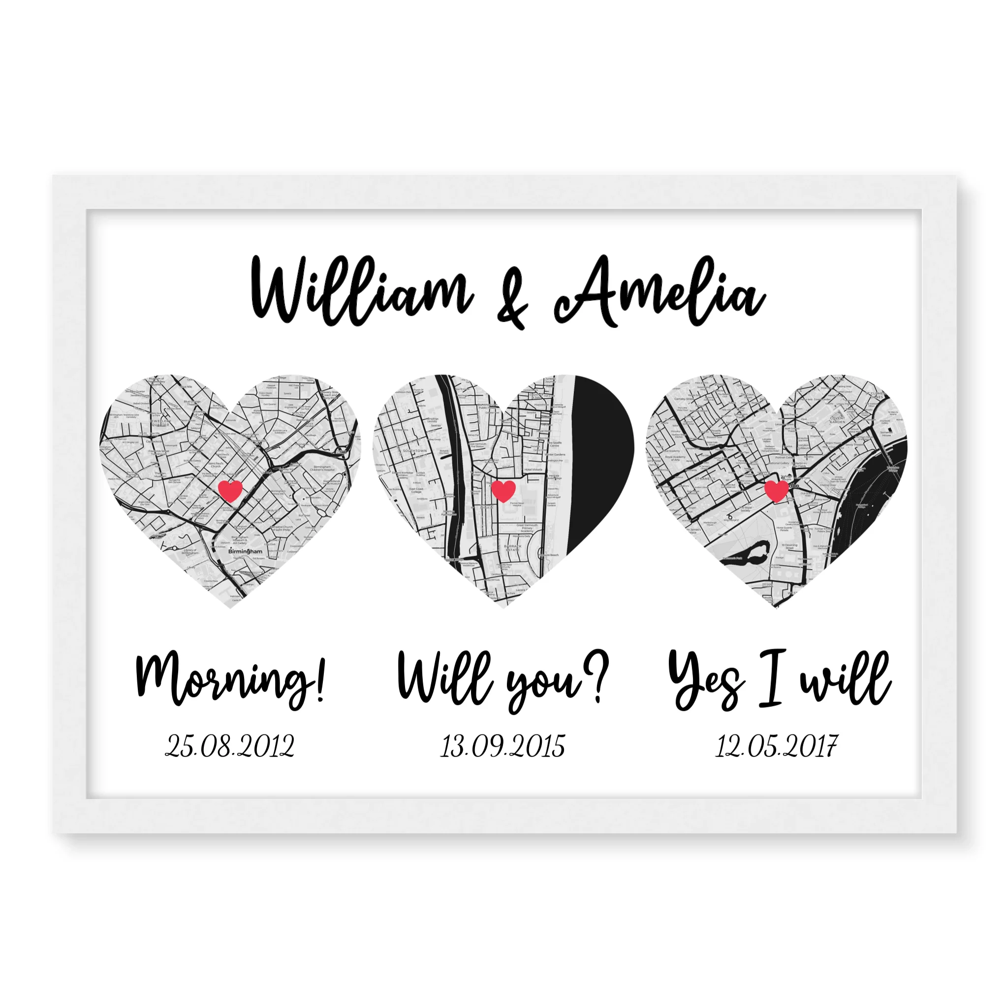 Marriage Proposal personalised poster – custom proposal print close up detail
