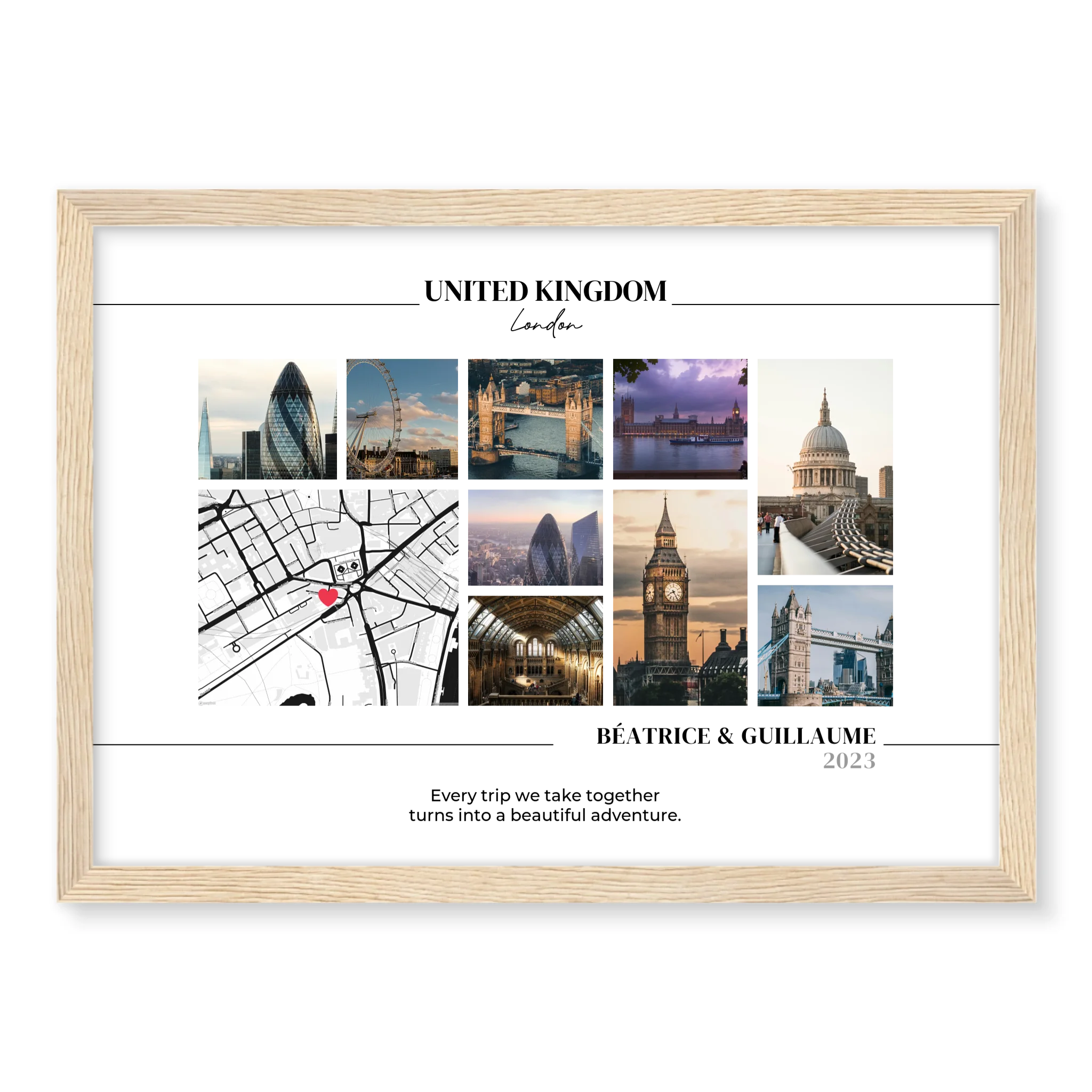 Travel Photos and Map personalised poster – unique personalised travel gift