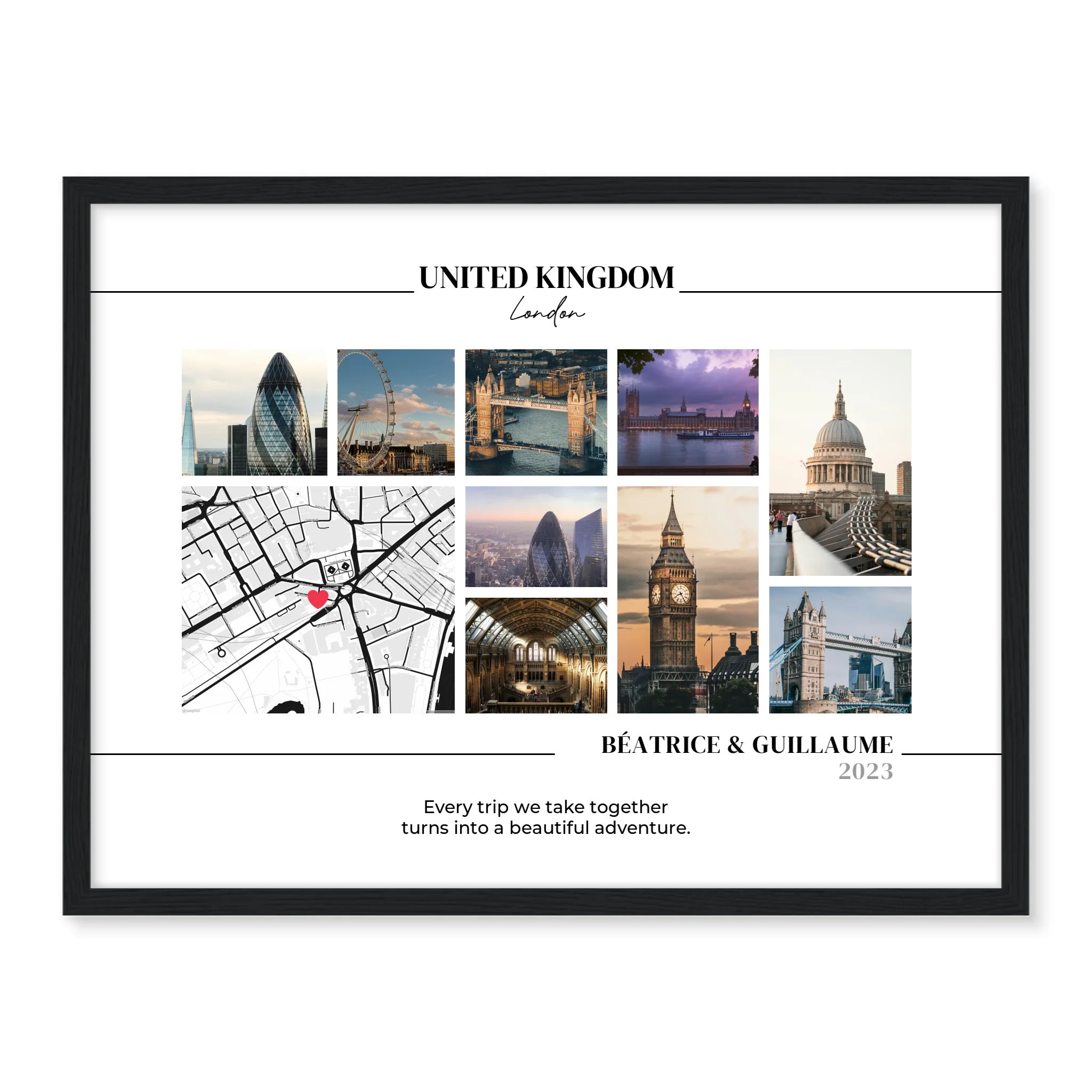 Travel Collage and Map - Personalized Poster