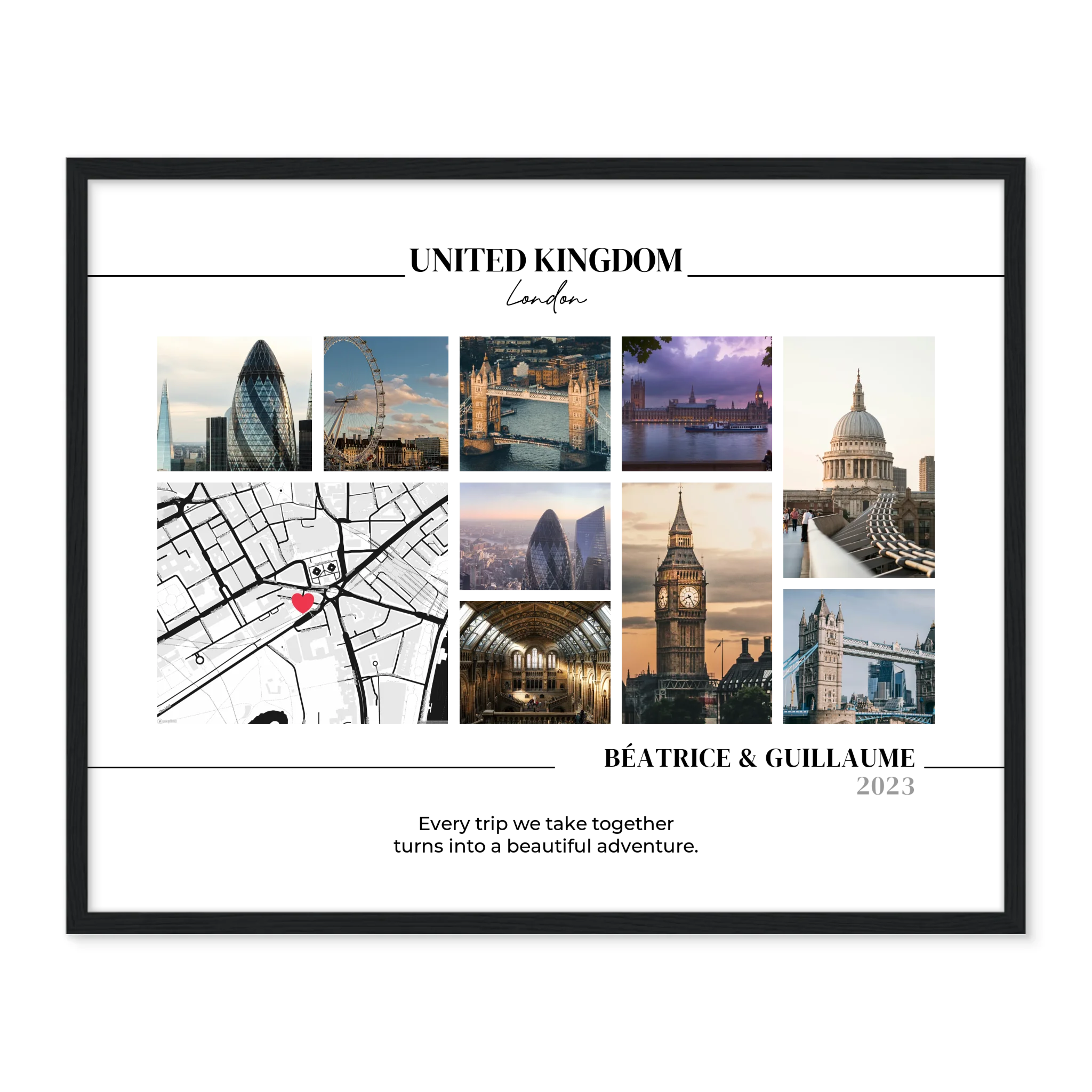 Travel Collage and Map - Personalized Poster