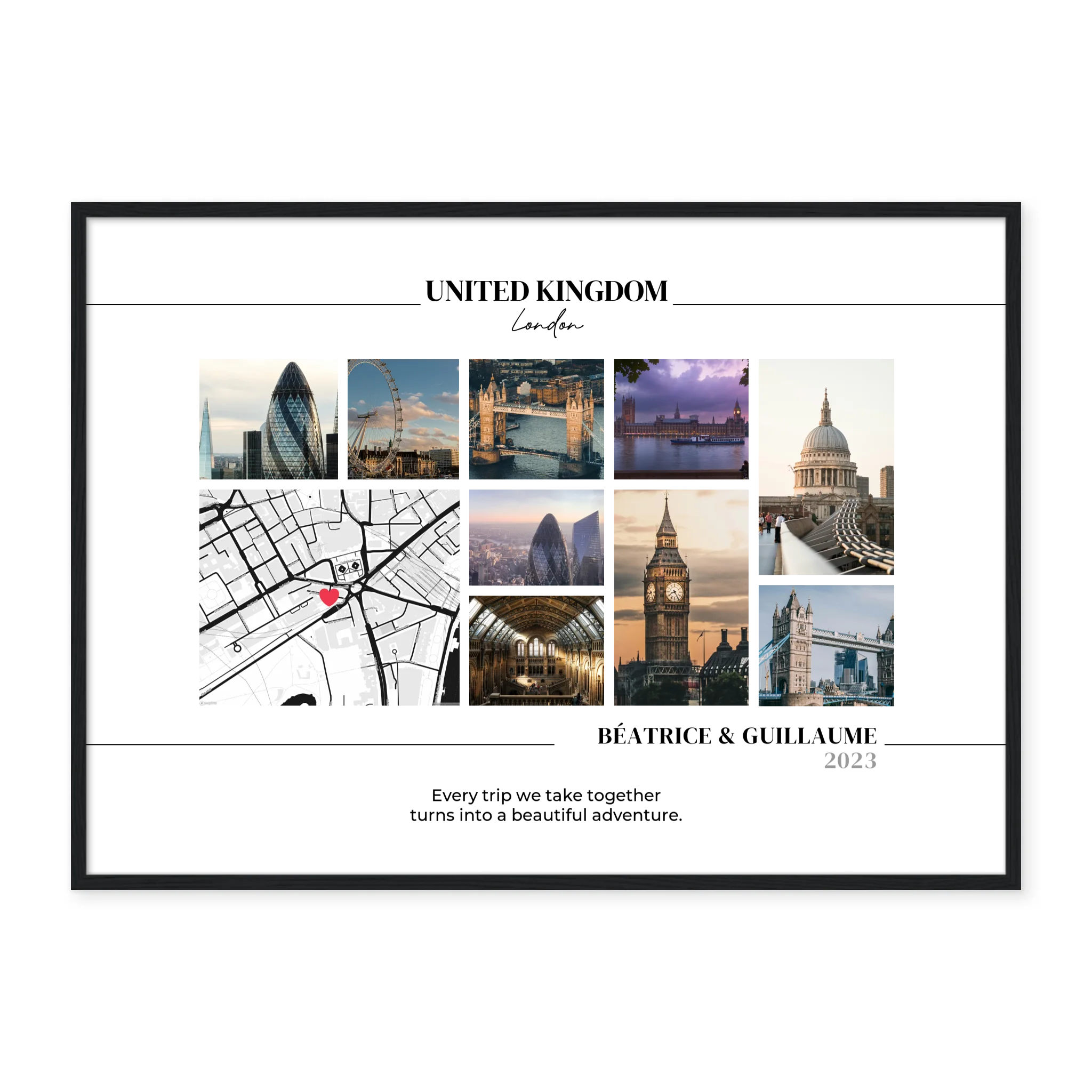 Travel Collage and Map - Personalized Poster