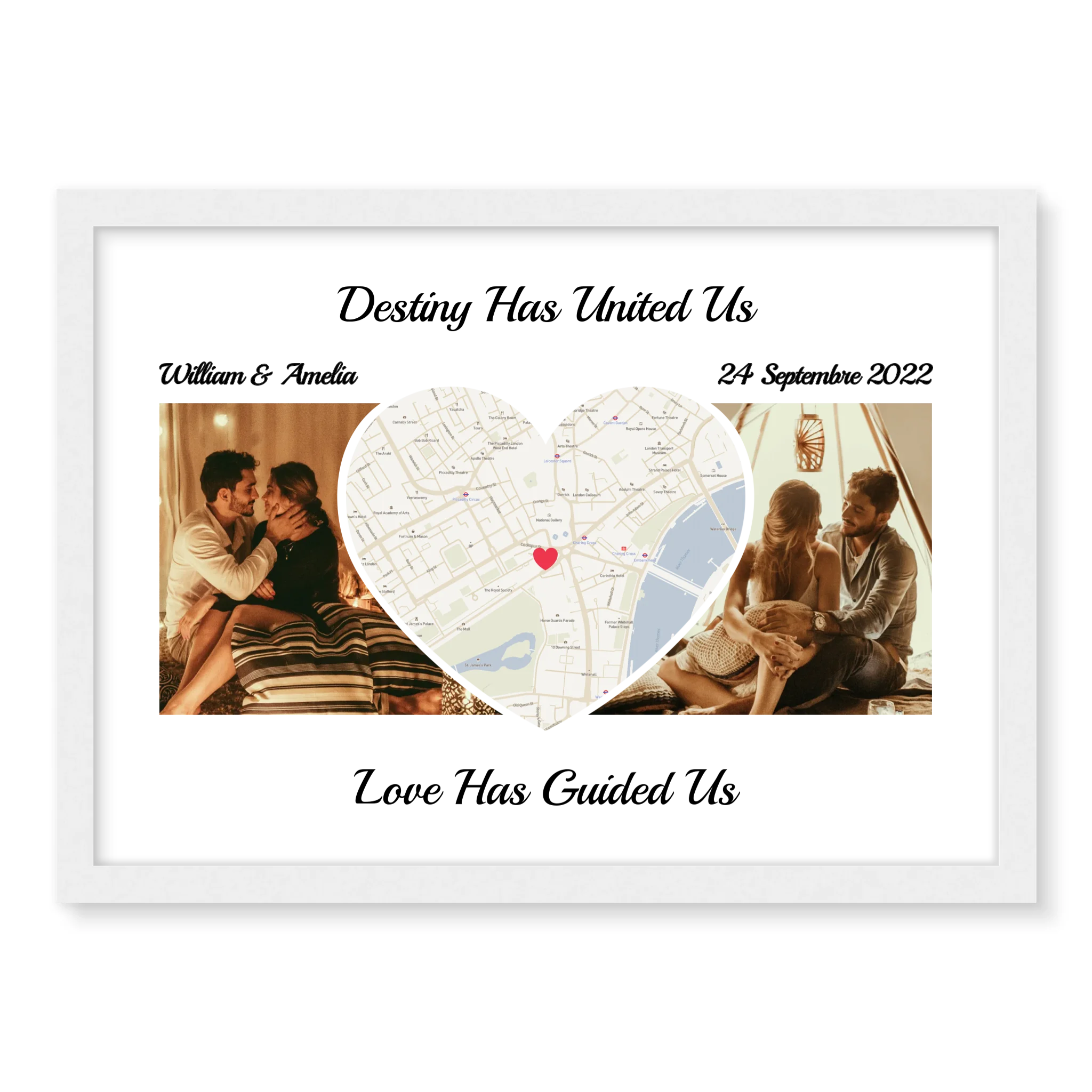 Destiny Has United Us personalised poster – custom romantic print close up detail
