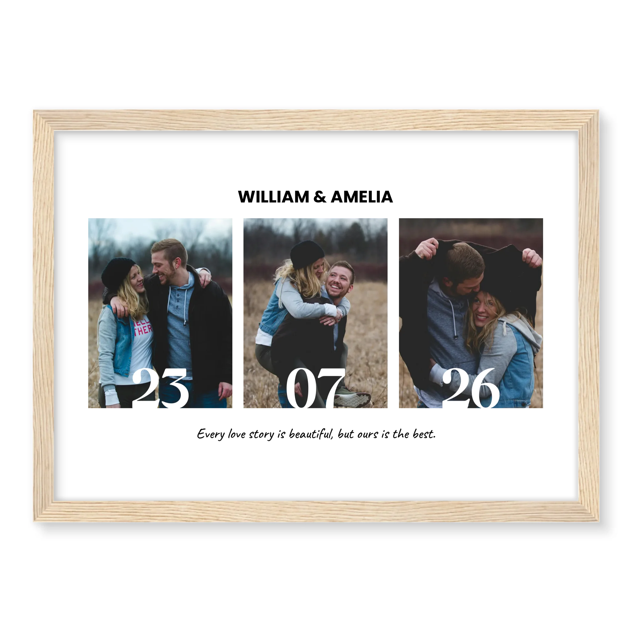 3 Pictures and a Date personalised poster – unique personalised photo gift