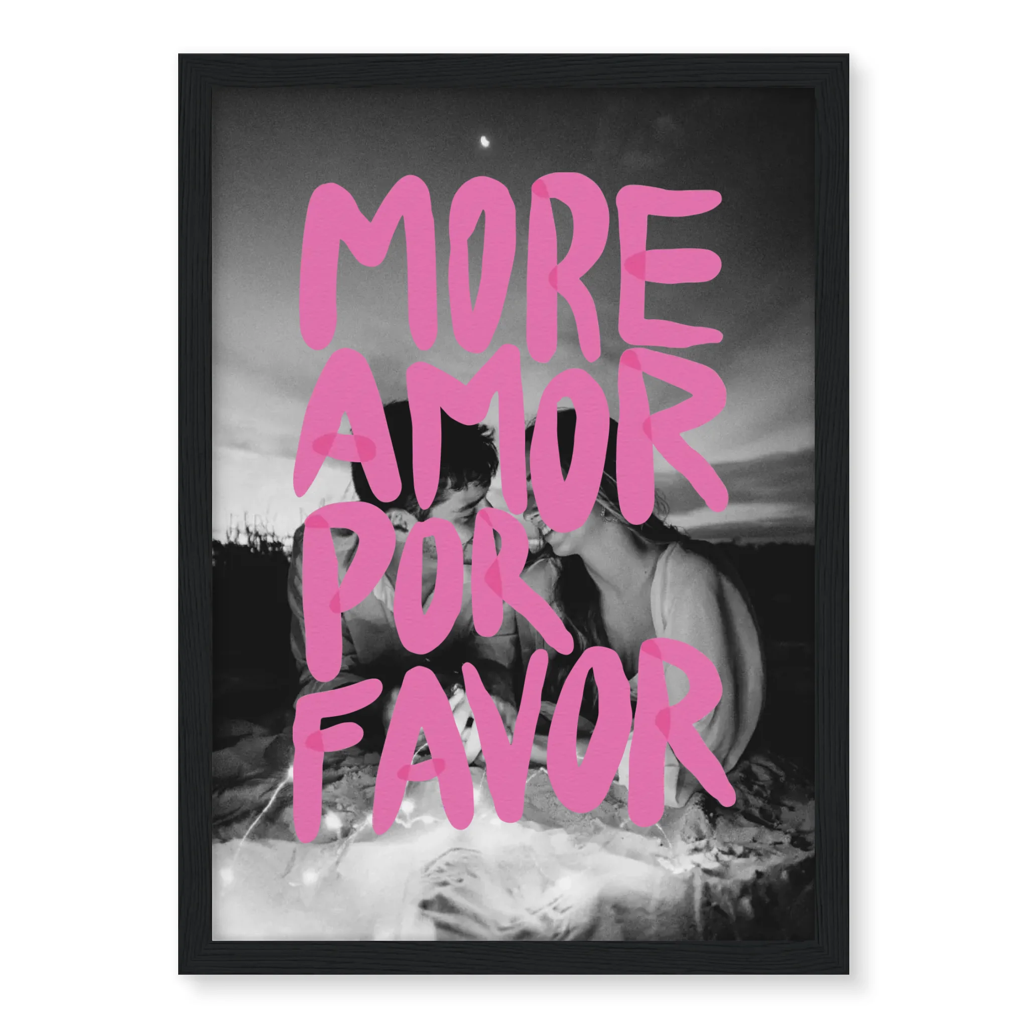 More Amor Por Favor personalised poster – anniversary or Valentine's Day gift framed print