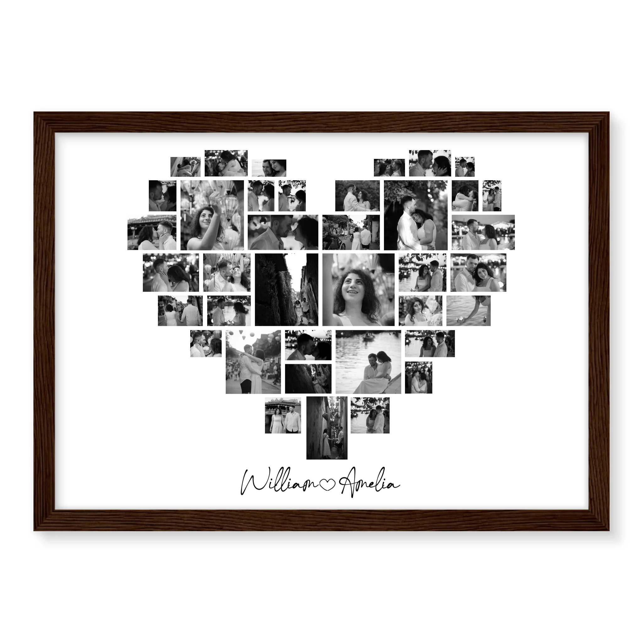 Heart Collage personalised photo poster – personalised heart photo displayed in home