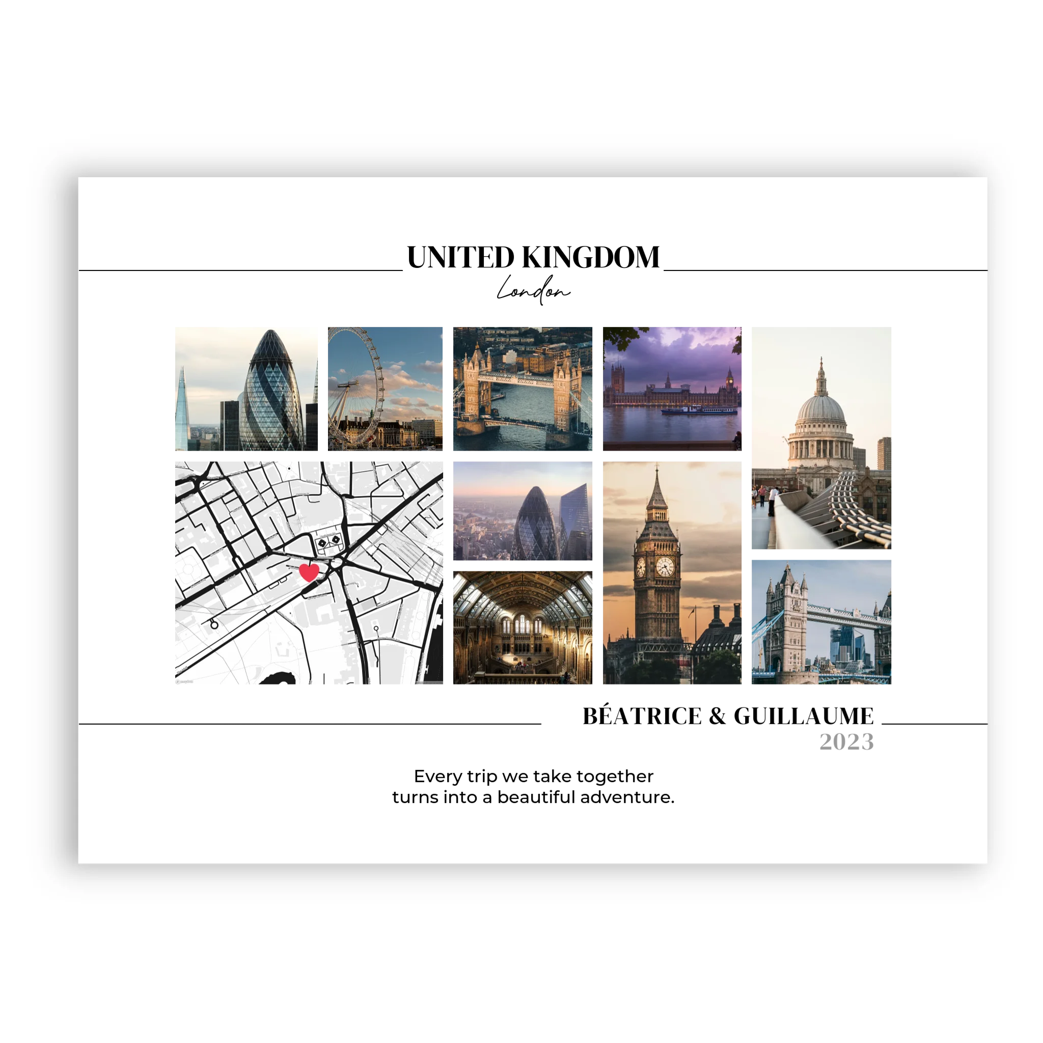 Travel Collage and Map - Personalized Poster