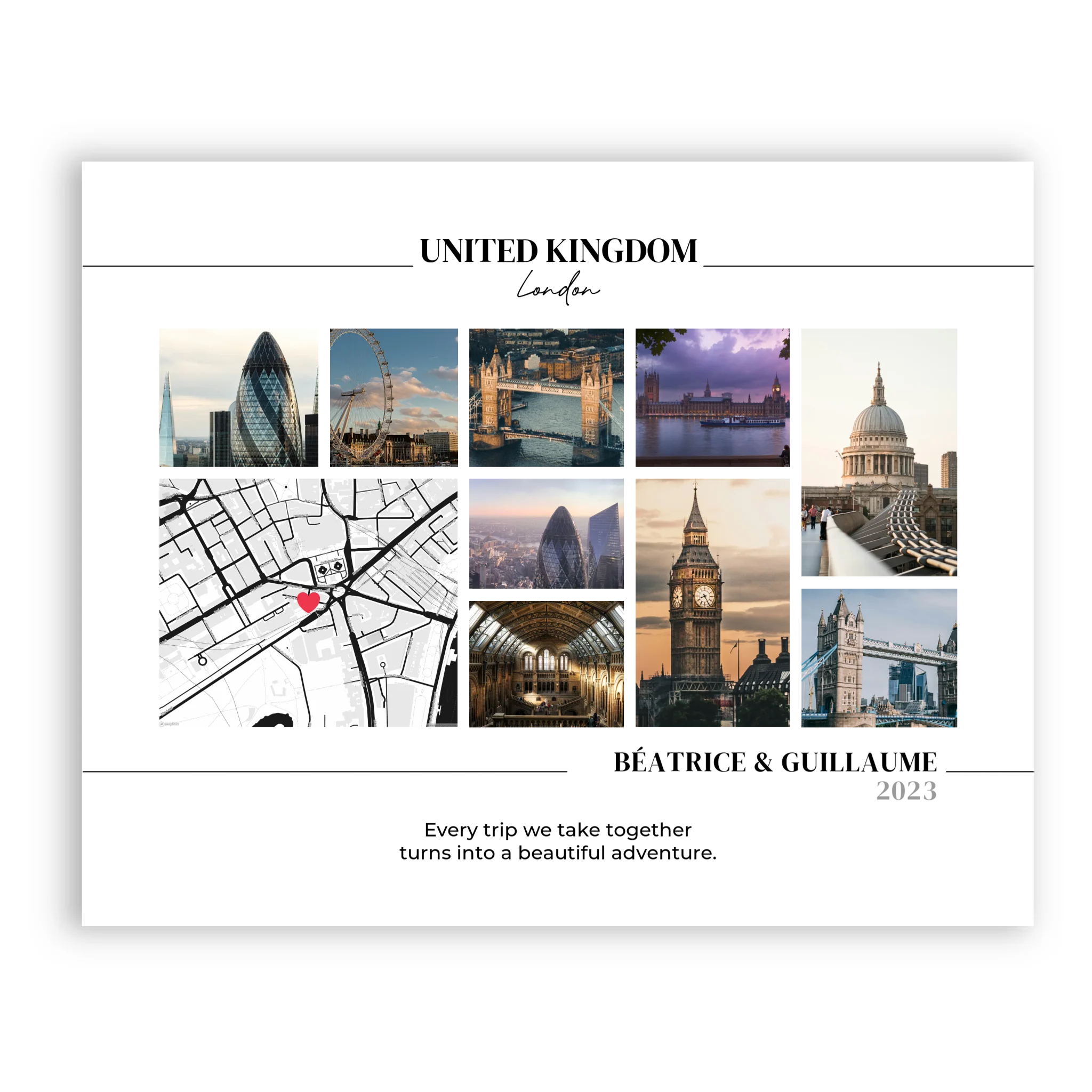 Travel Collage and Map - Personalized Poster