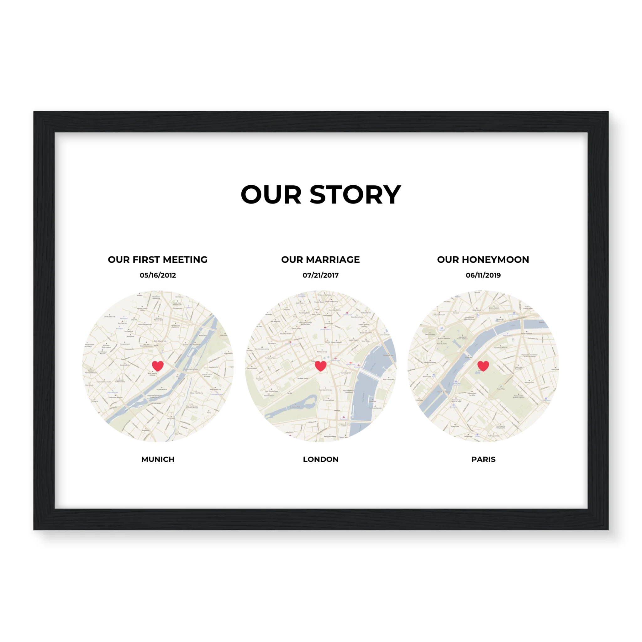 Our Story personalised poster – anniversary or wedding gift framed print
