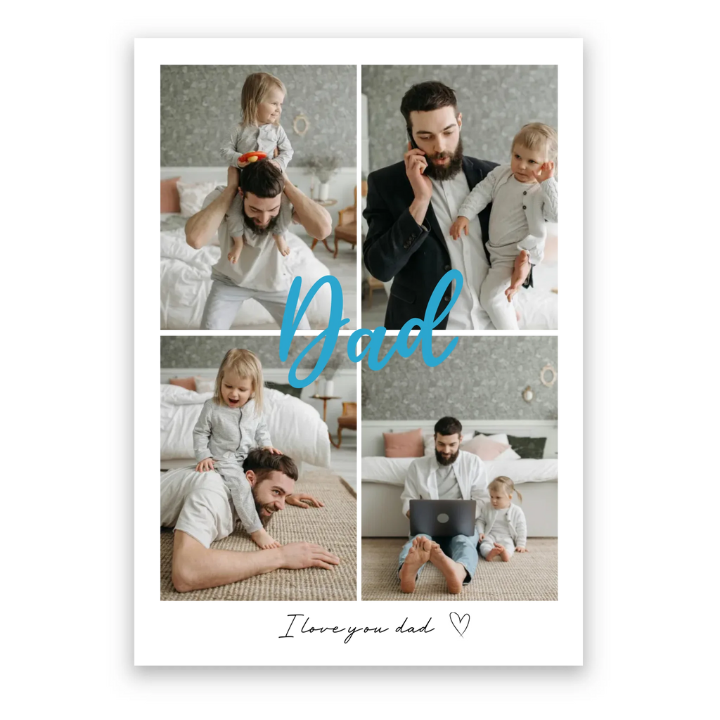 Dad 4 Photos personalised poster – custom photo print wall art