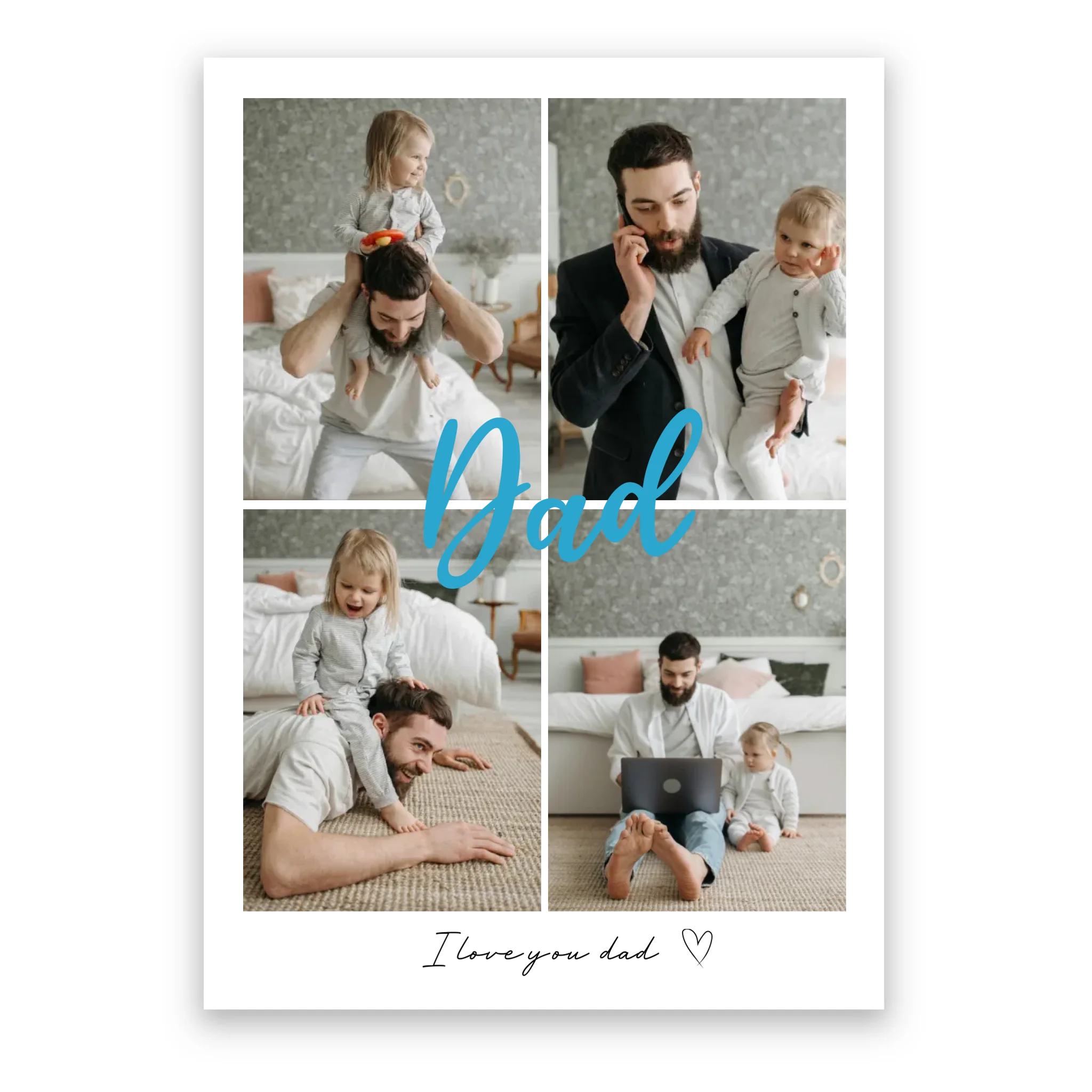 Dad 4 Photos personalised poster – custom photo print wall art