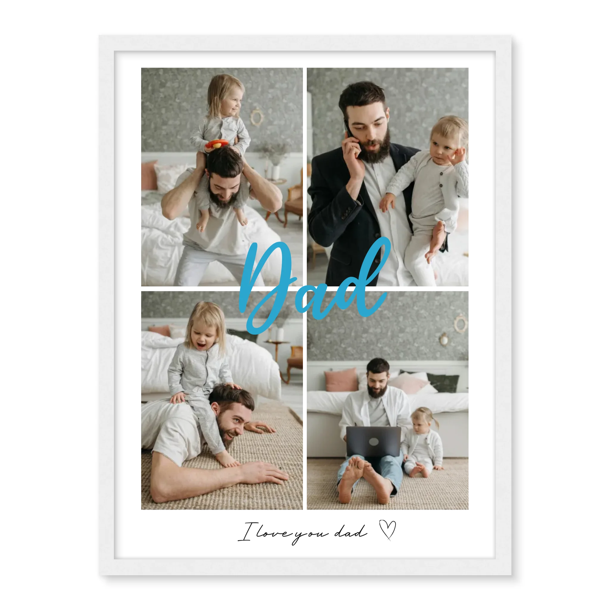 Dad 4 Photos personalised poster – custom dad 4 photo print close up detail