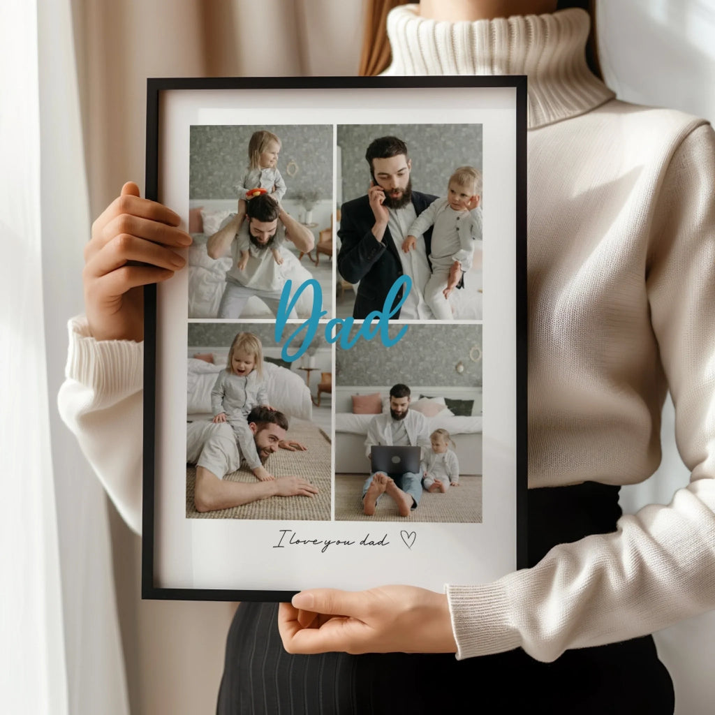 Dad 4 Photos personalised poster – personalised poster gift lifestyle shot