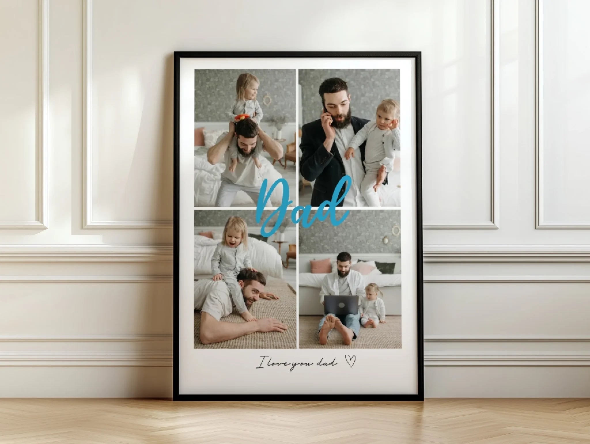 Dad 4 Photos personalised poster – custom dad photo poster lifestyle display