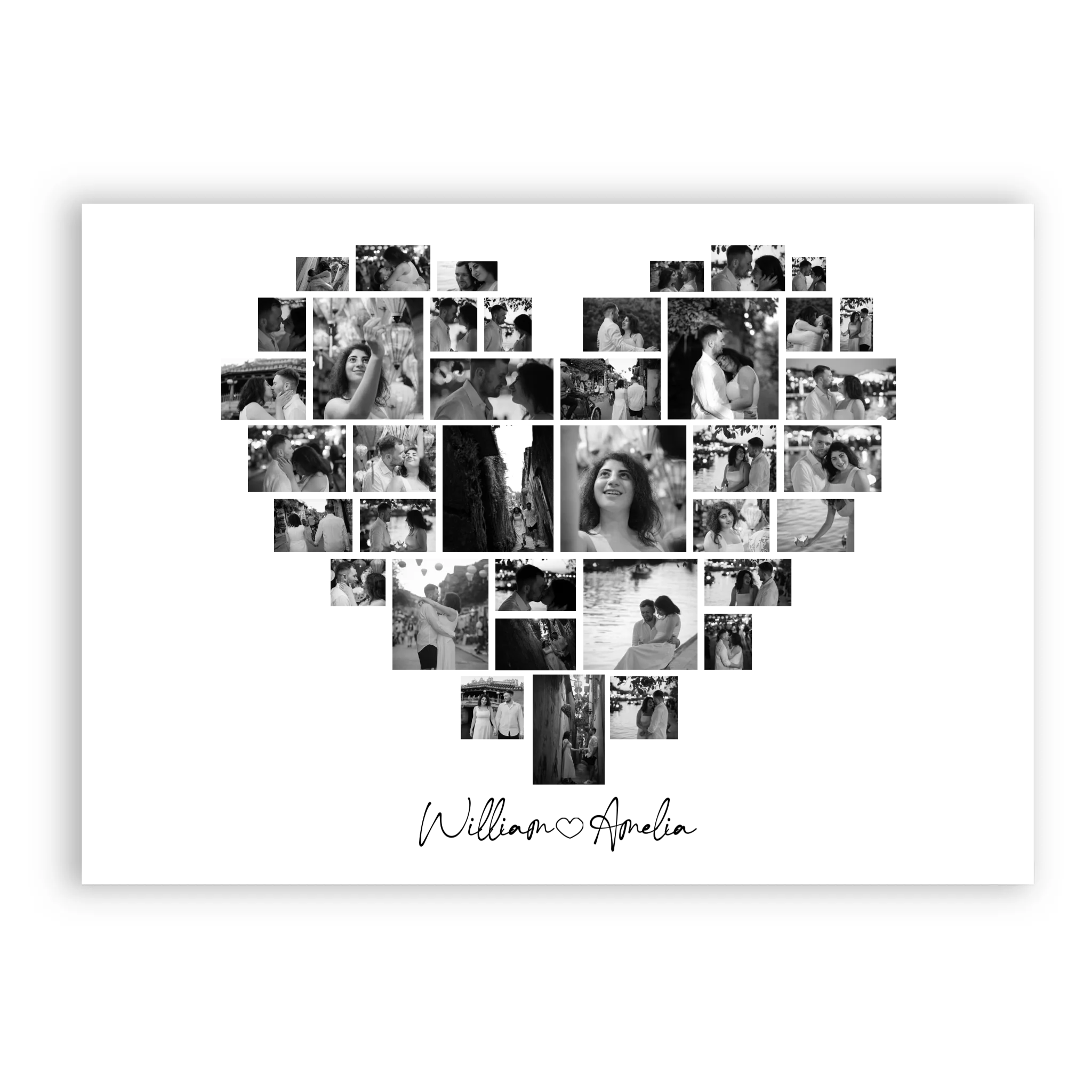 Heart Collage personalised photo poster – custom heart photo print wall art