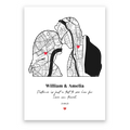 Silhouette of Love personalised poster – custom couple silhouette print wall art