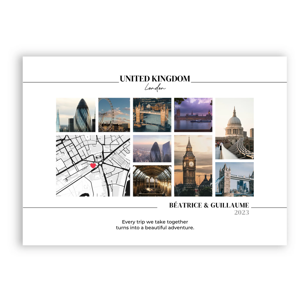 Travel Photos and Map personalised poster – custom travel print wall art