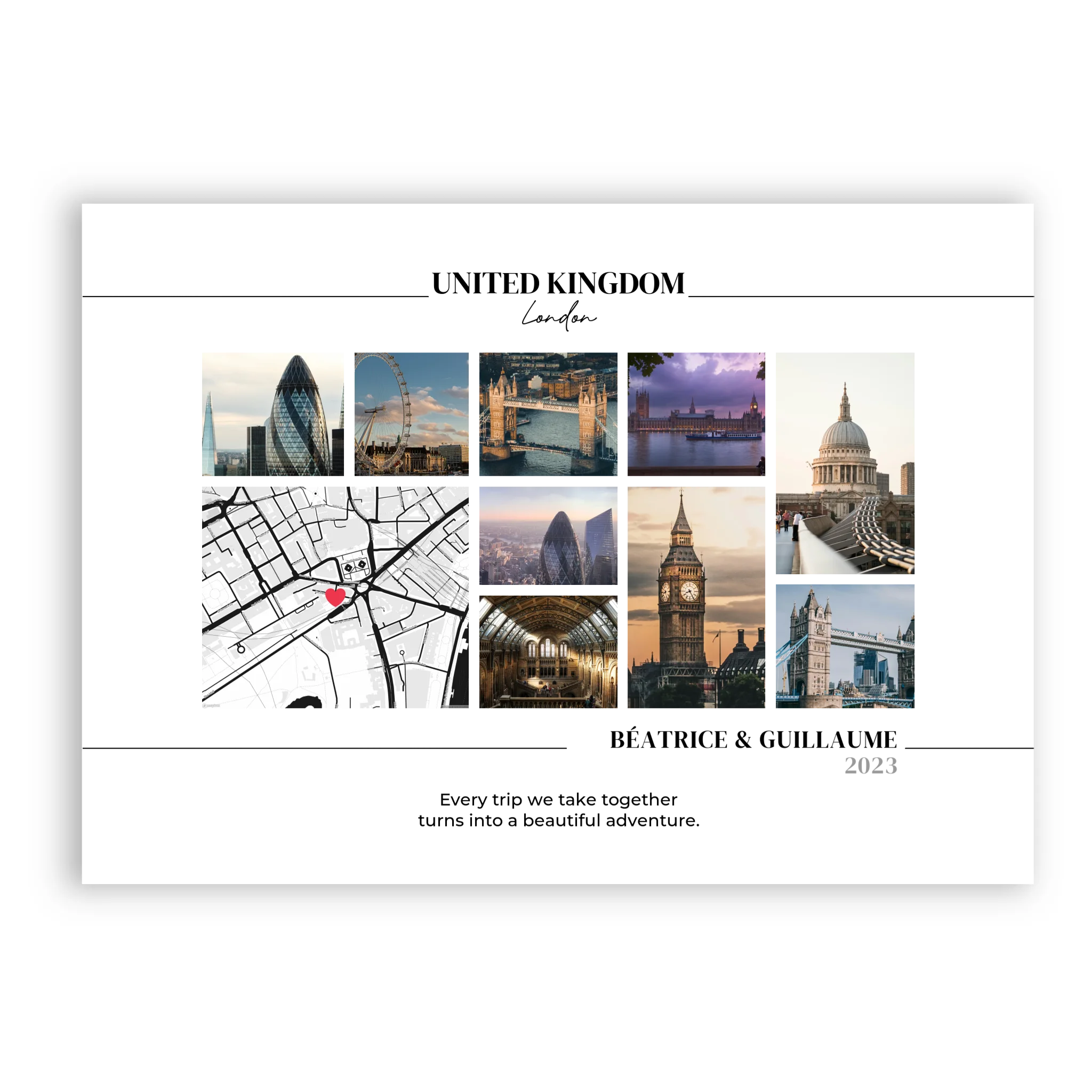 Travel Photos and Map personalised poster – custom travel print wall art