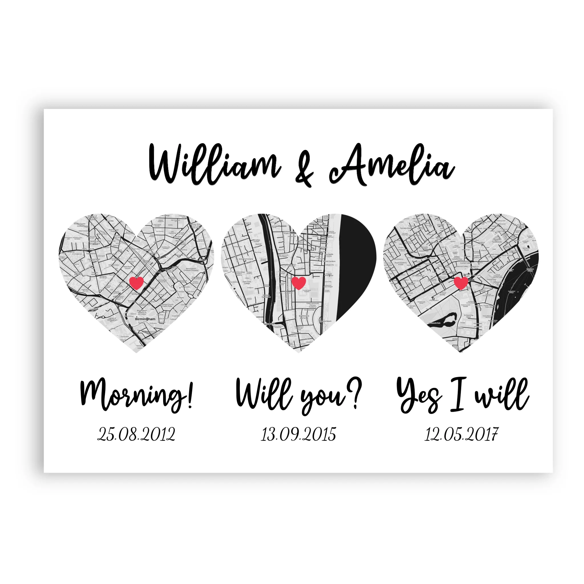 Marriage Proposal personalised poster – custom print wall art