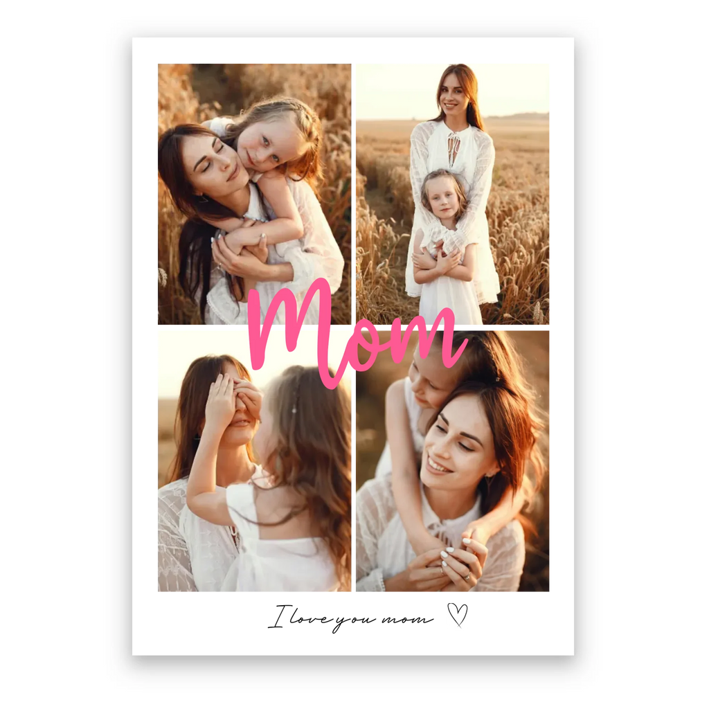 Mum 4 Photos personalised poster – custom photo print wall art