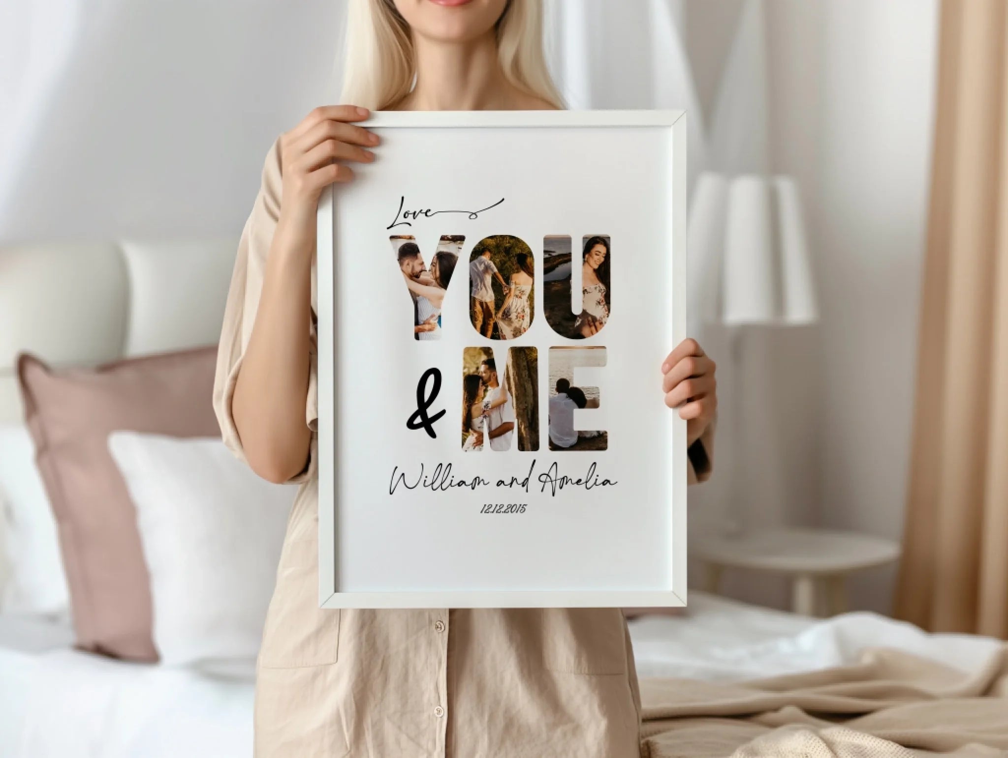 You and Me personalised couple poster – poster design preview with personalisation options