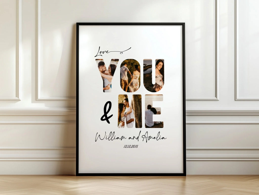 You and Me personalised couple poster – alternate poster design preview with personalisation options