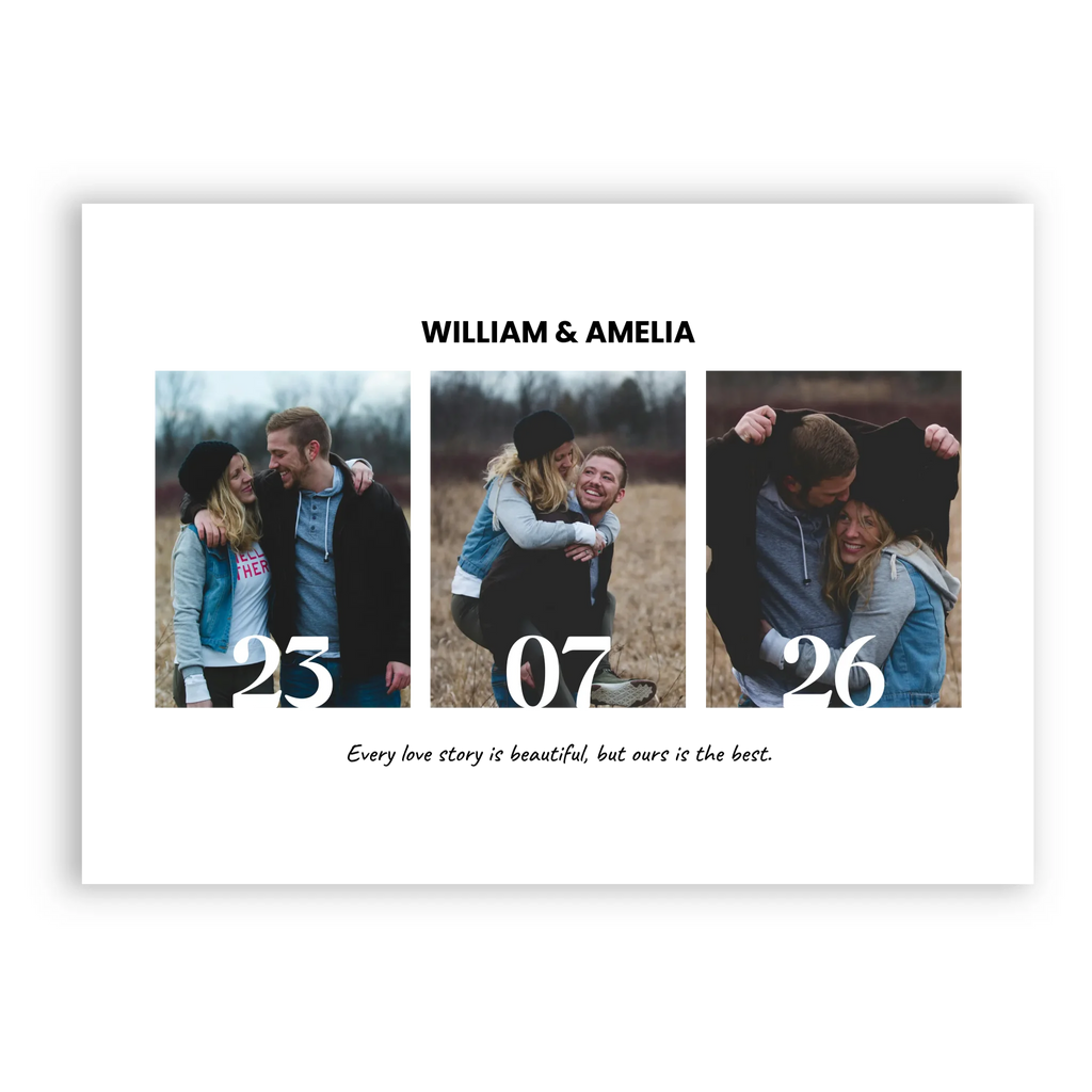 3 Pictures and a Date personalised poster – custom photo print wall art