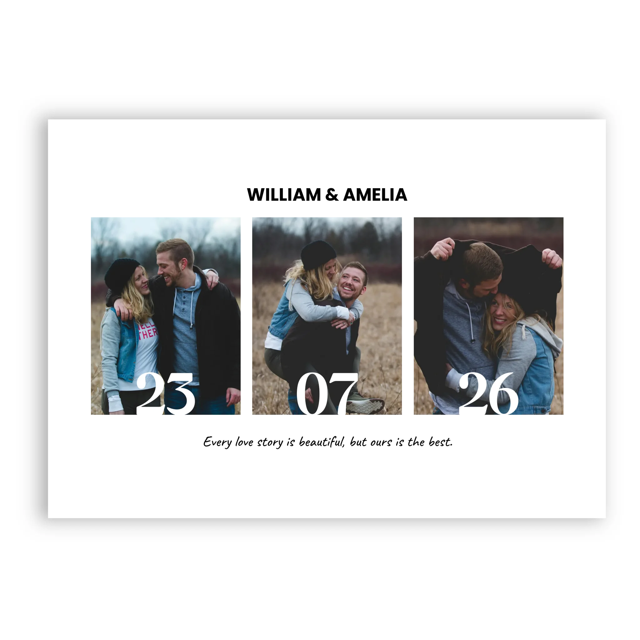 3 Pictures and a Date personalised poster – custom photo print wall art