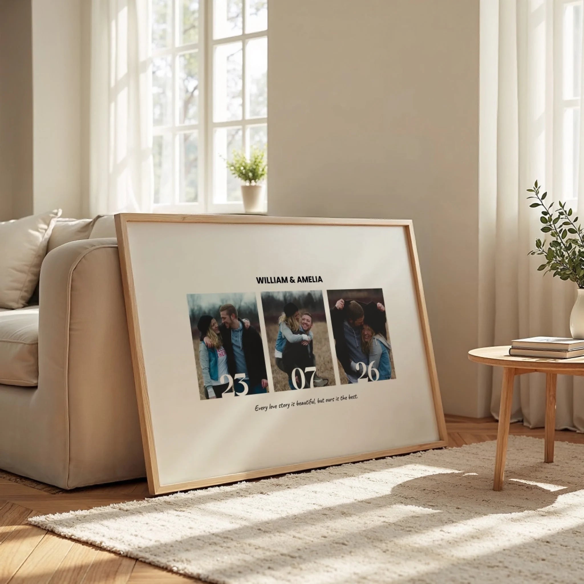 3 Pictures and a Date personalised poster – poster design preview with personalisation options