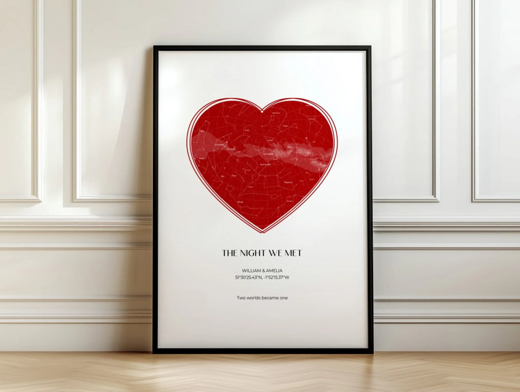 The Night We Met star map personalised poster – alternate poster design preview with personalisation options