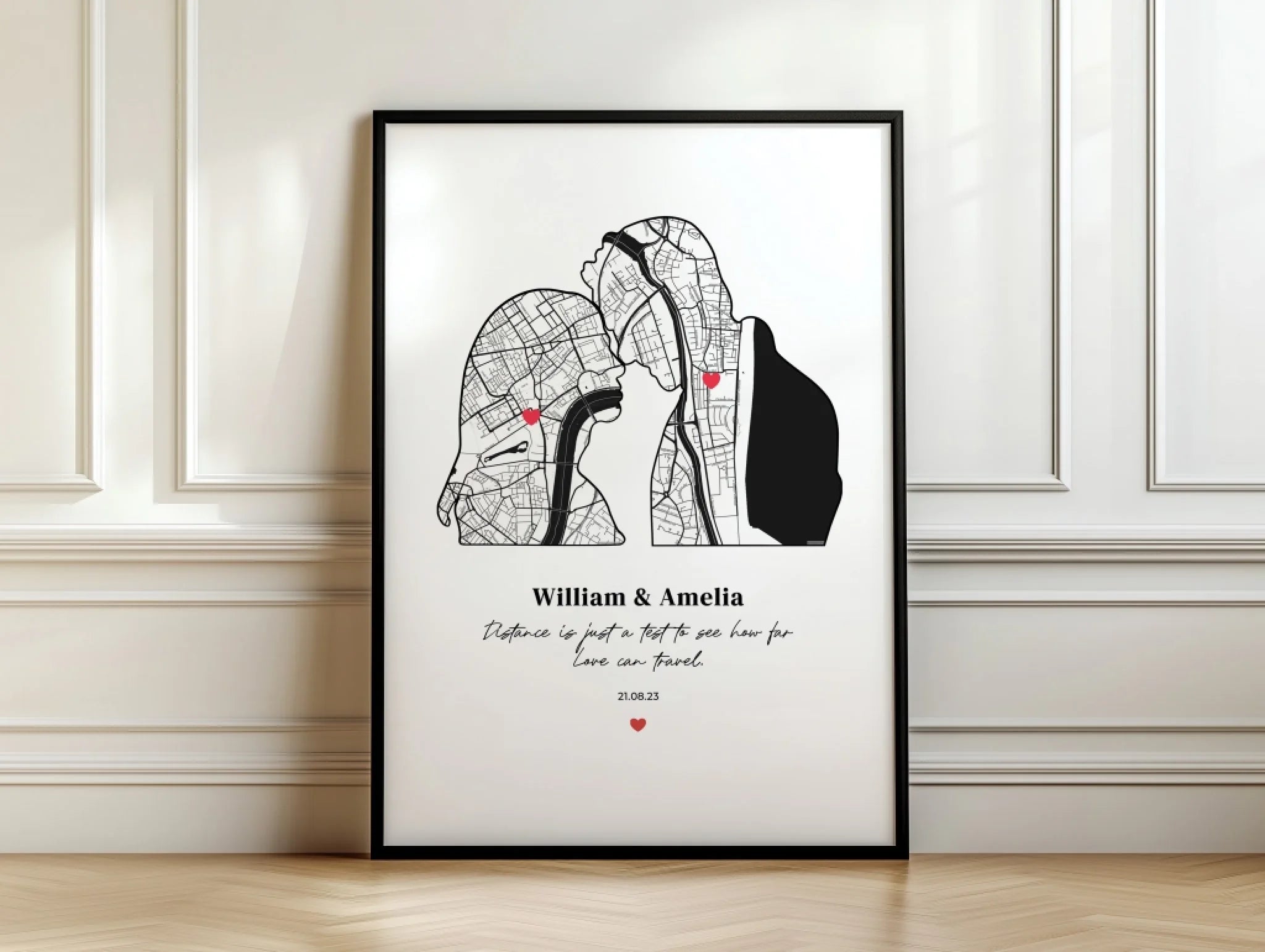 Silhouette of Love personalised poster – alternate poster design preview with personalisation options