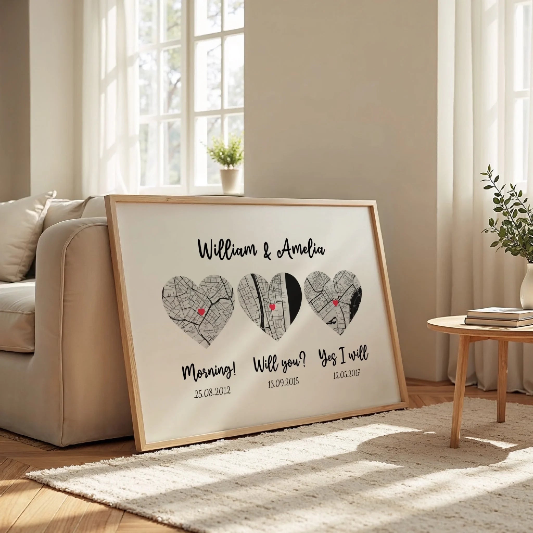 Marriage Proposal personalised poster – poster design preview with personalisation options