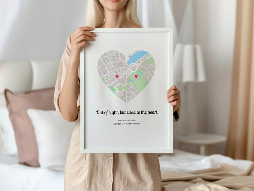 Long Distance Relationship personalised poster – poster design preview with personalisation options