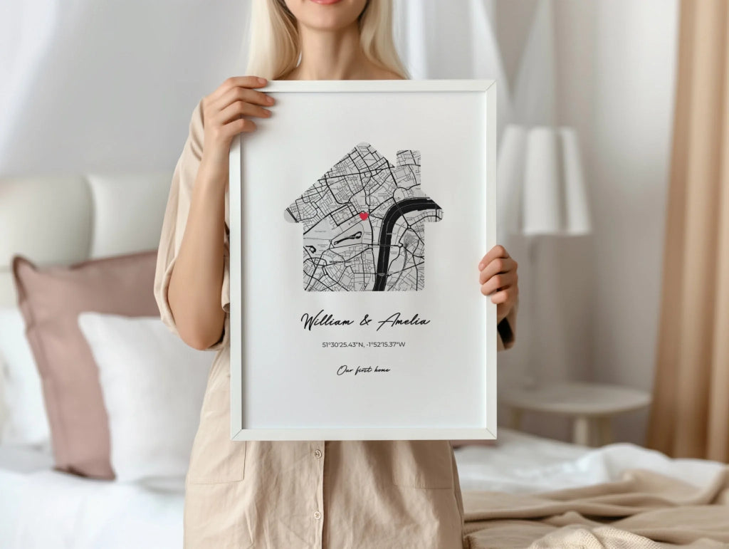 Our First Home personalised poster – poster design preview with personalisation options