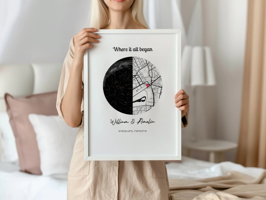 Constellation and Map personalised poster – poster design preview with personalisation options