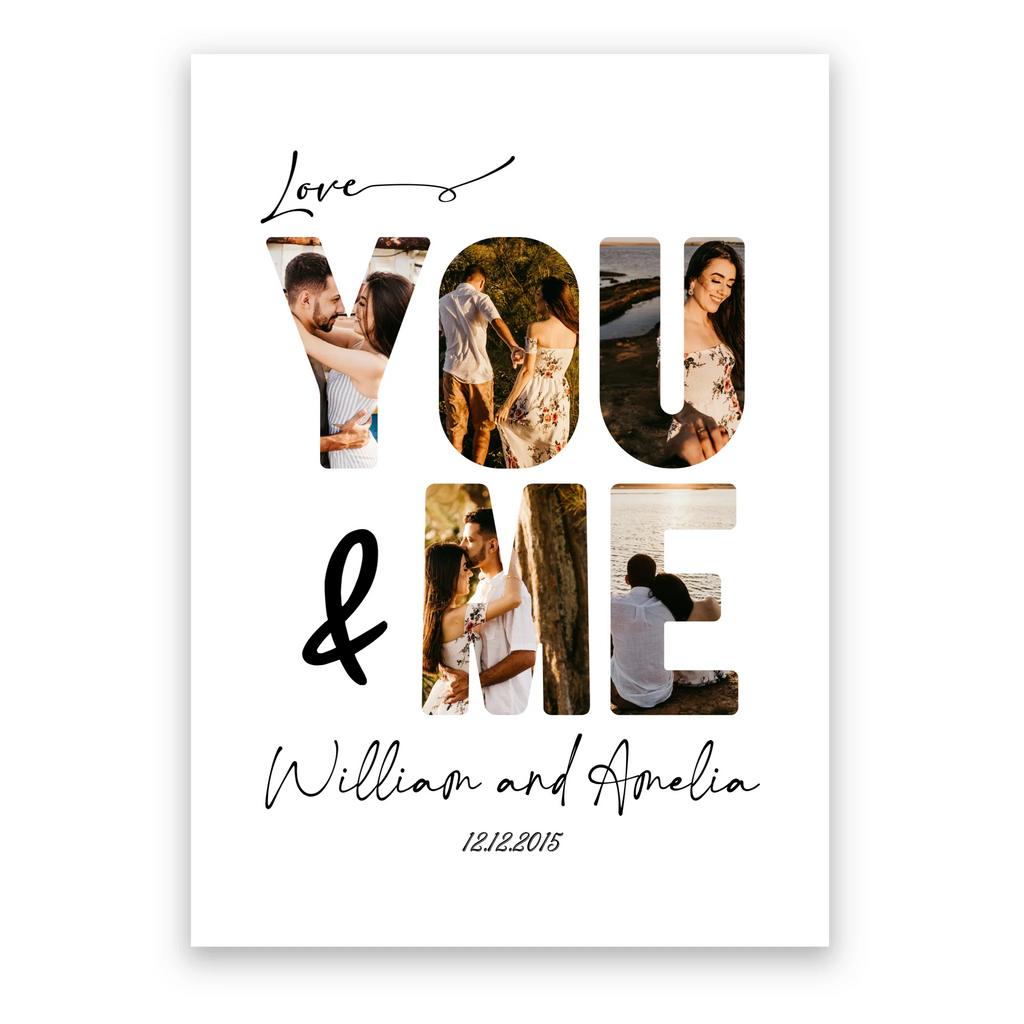 You and Me personalised couple poster – custom print wall art