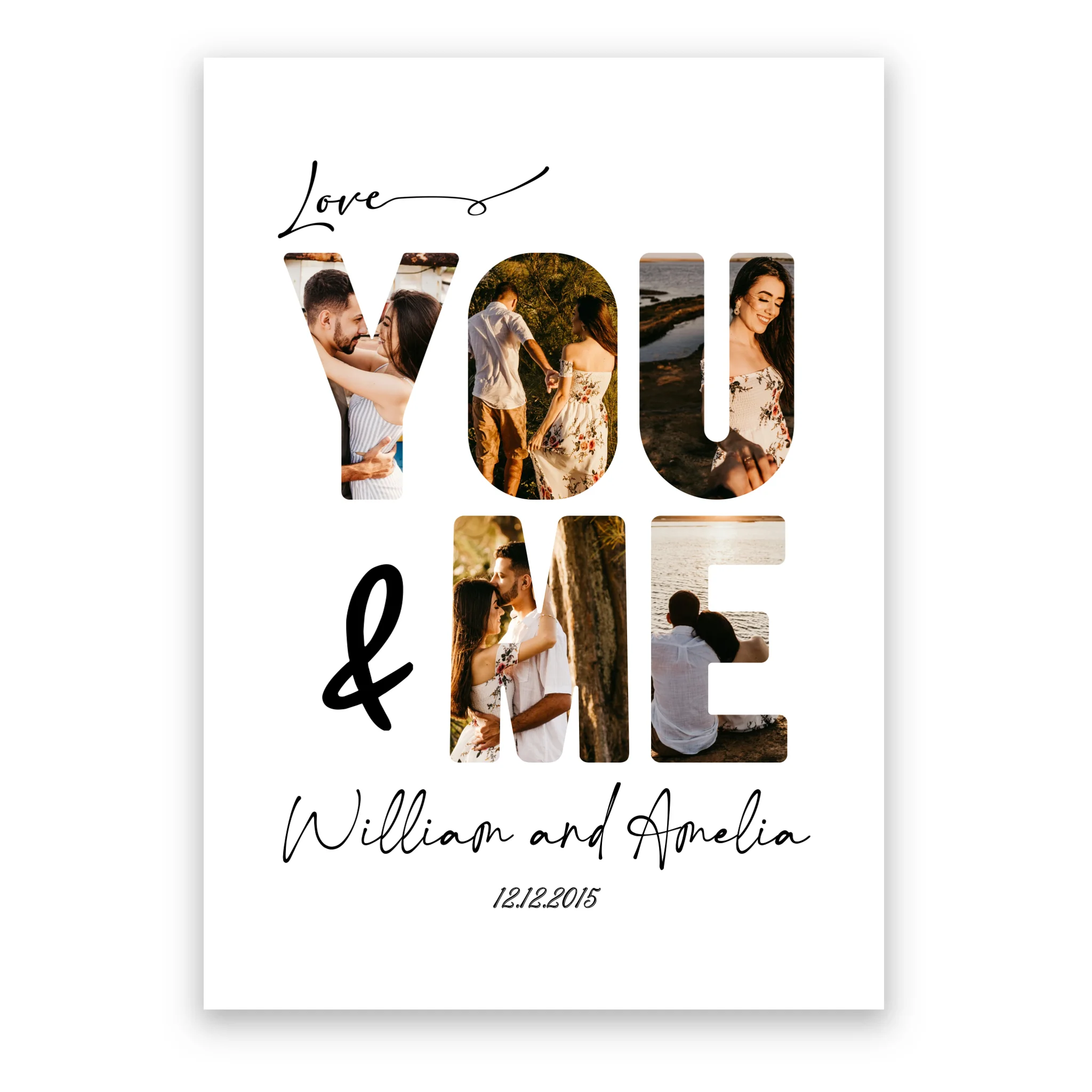 You and Me personalised couple poster – custom print wall art