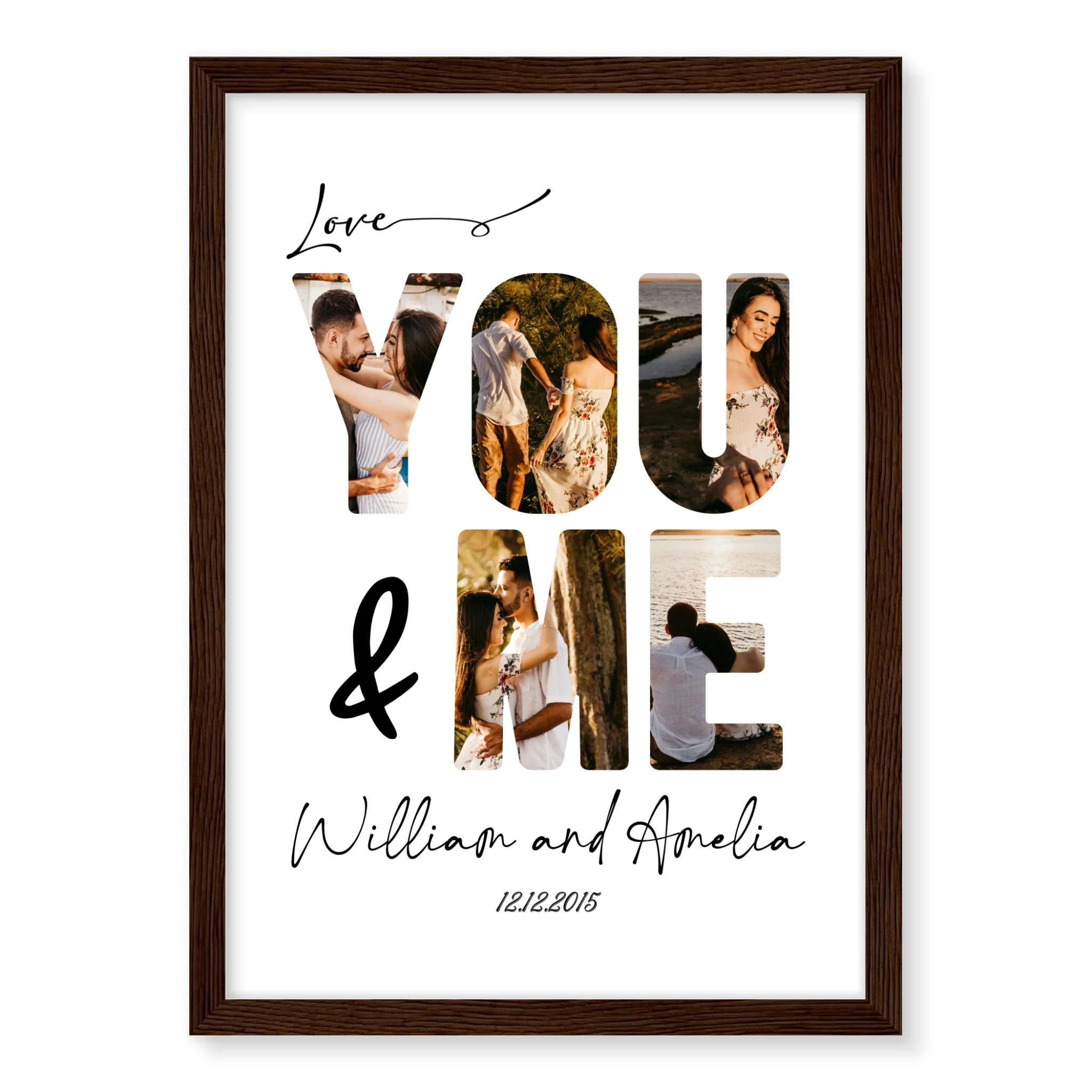 You and Me personalised couple poster – unique personalised couple gift