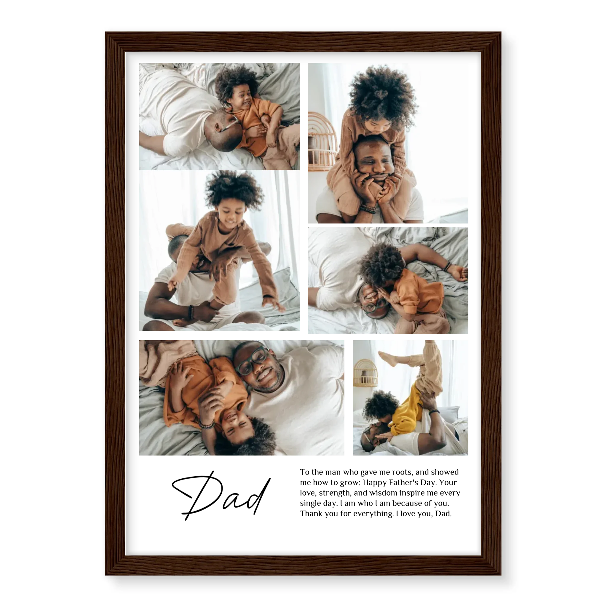 Dad Collage personalised photo poster – personalised dad photo collage displayed in home