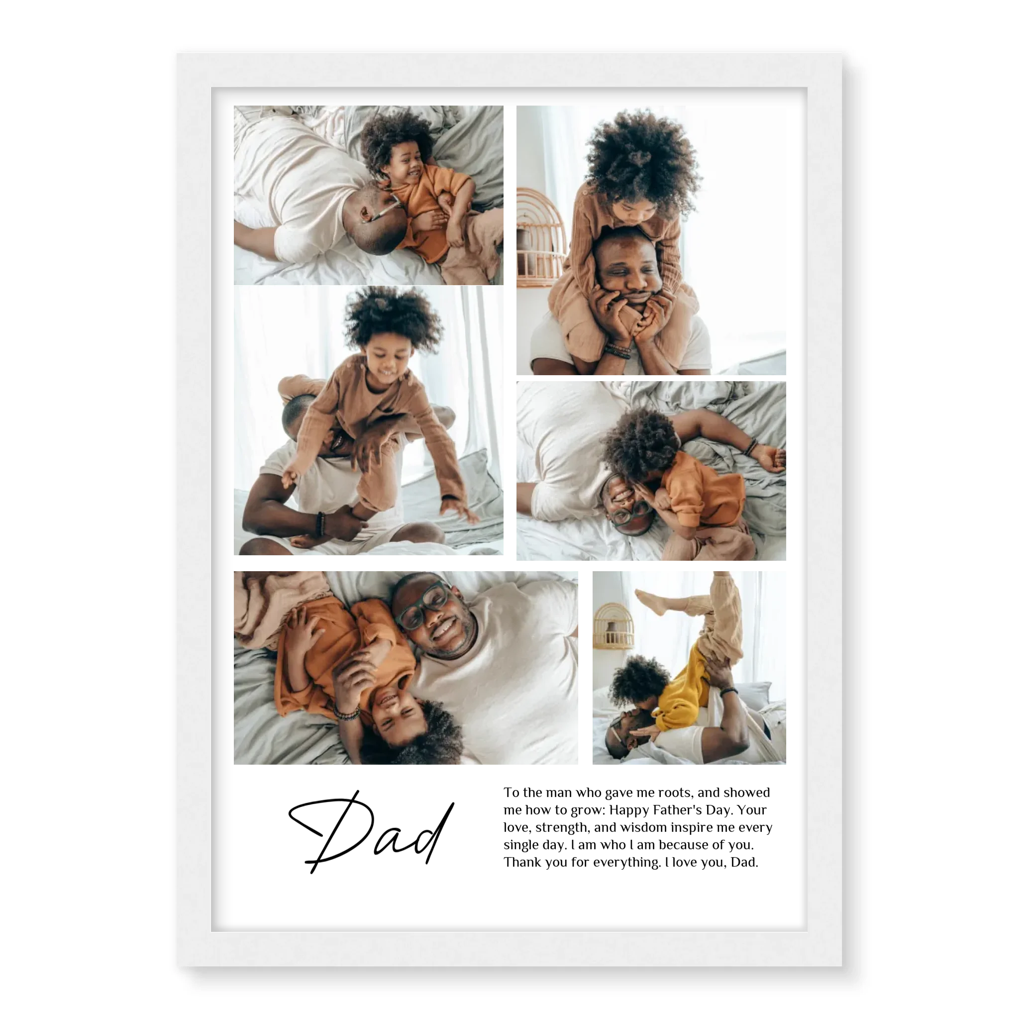 Dad Collage personalised photo poster – custom dad photo collage print close up detail