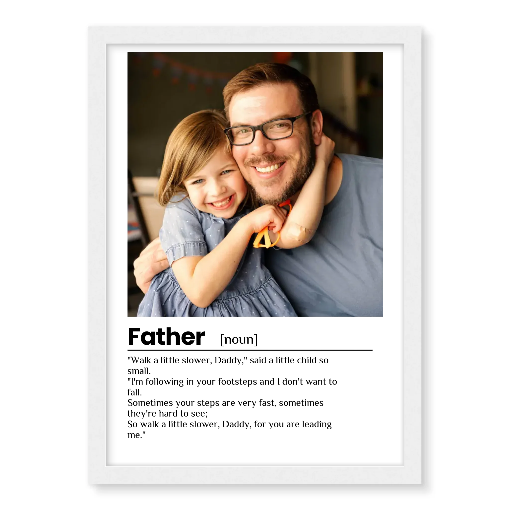 Father Poem personalised poster – custom dad poem print close up detail