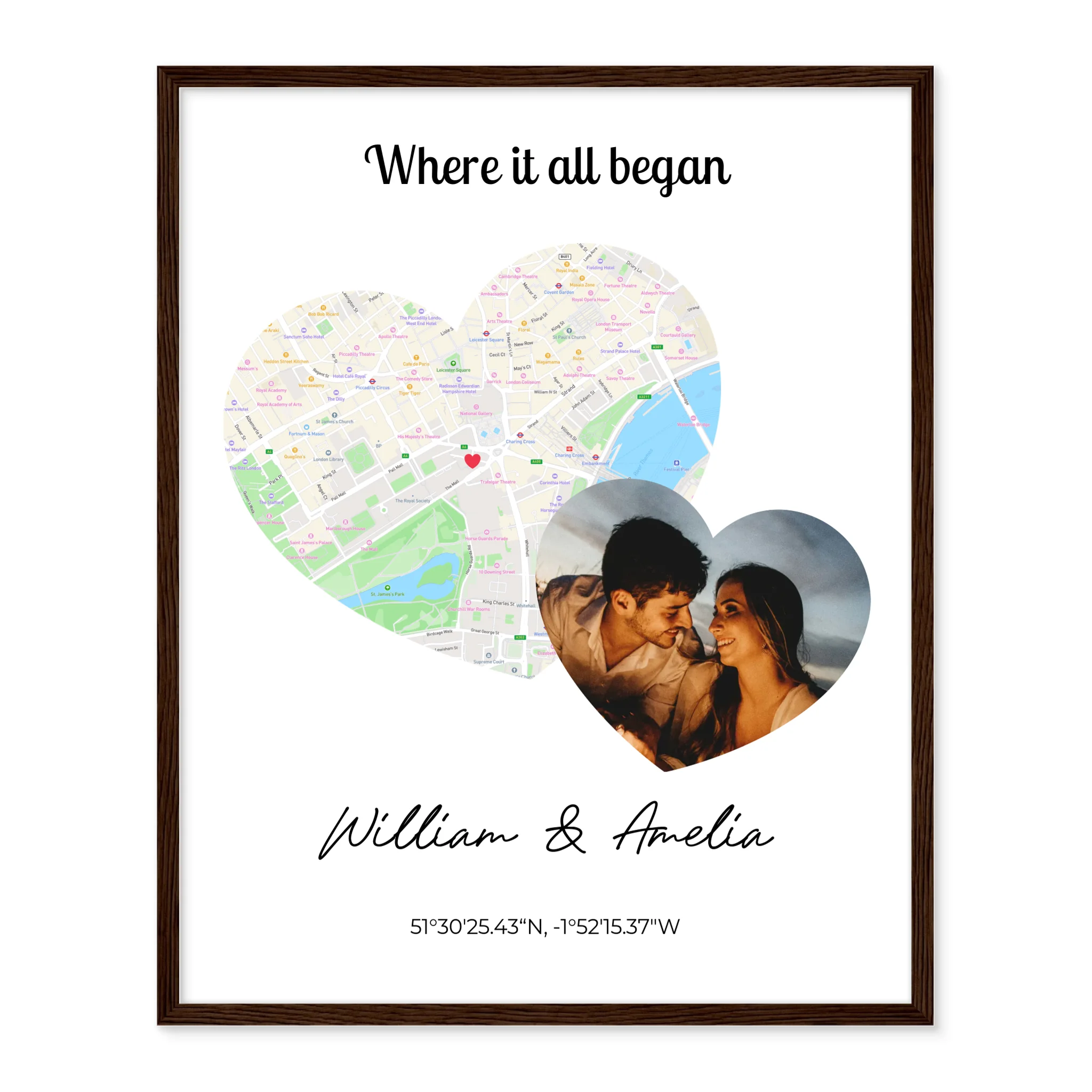 Where It All Began - 2 hearts map and photo