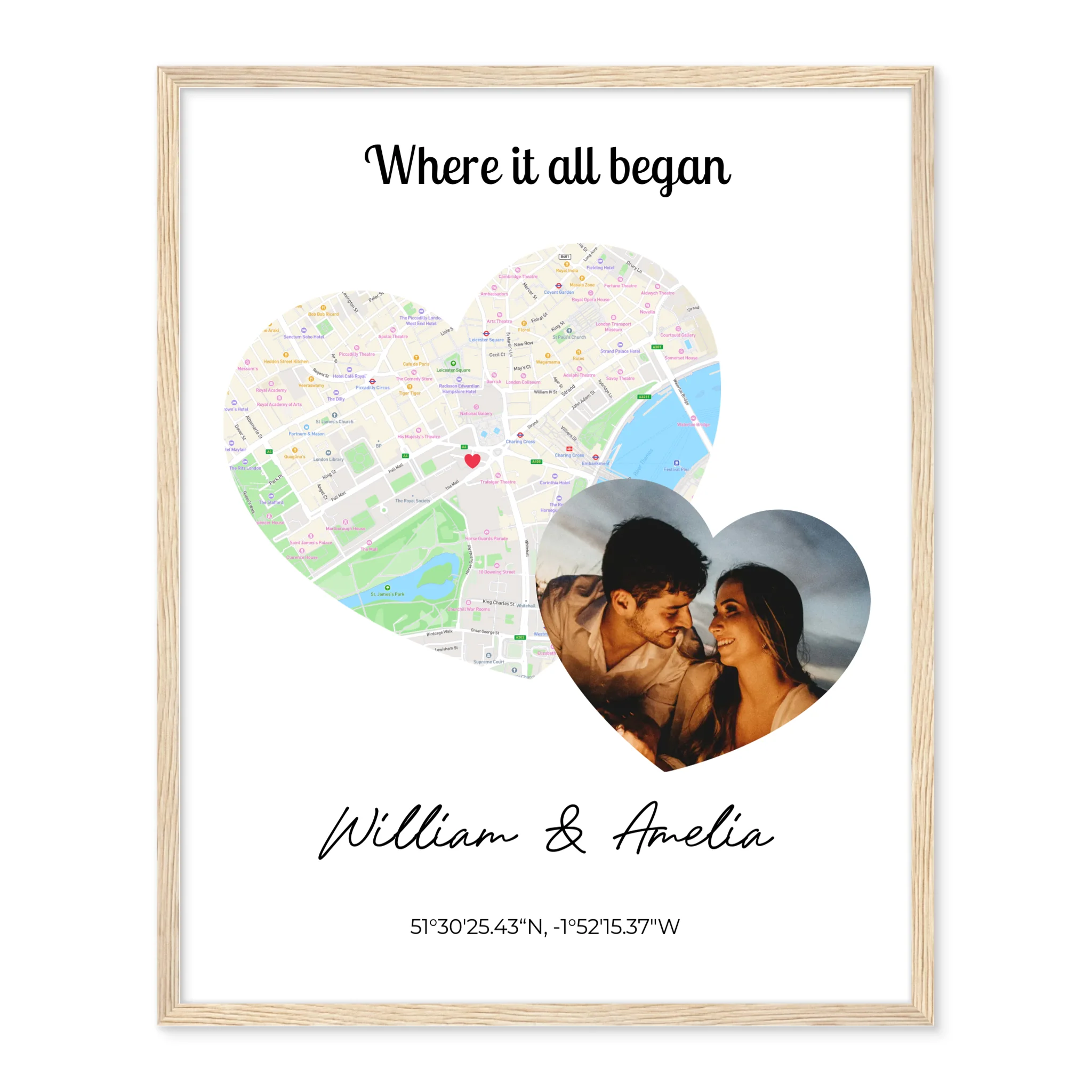 Where It All Began - 2 hearts map and photo