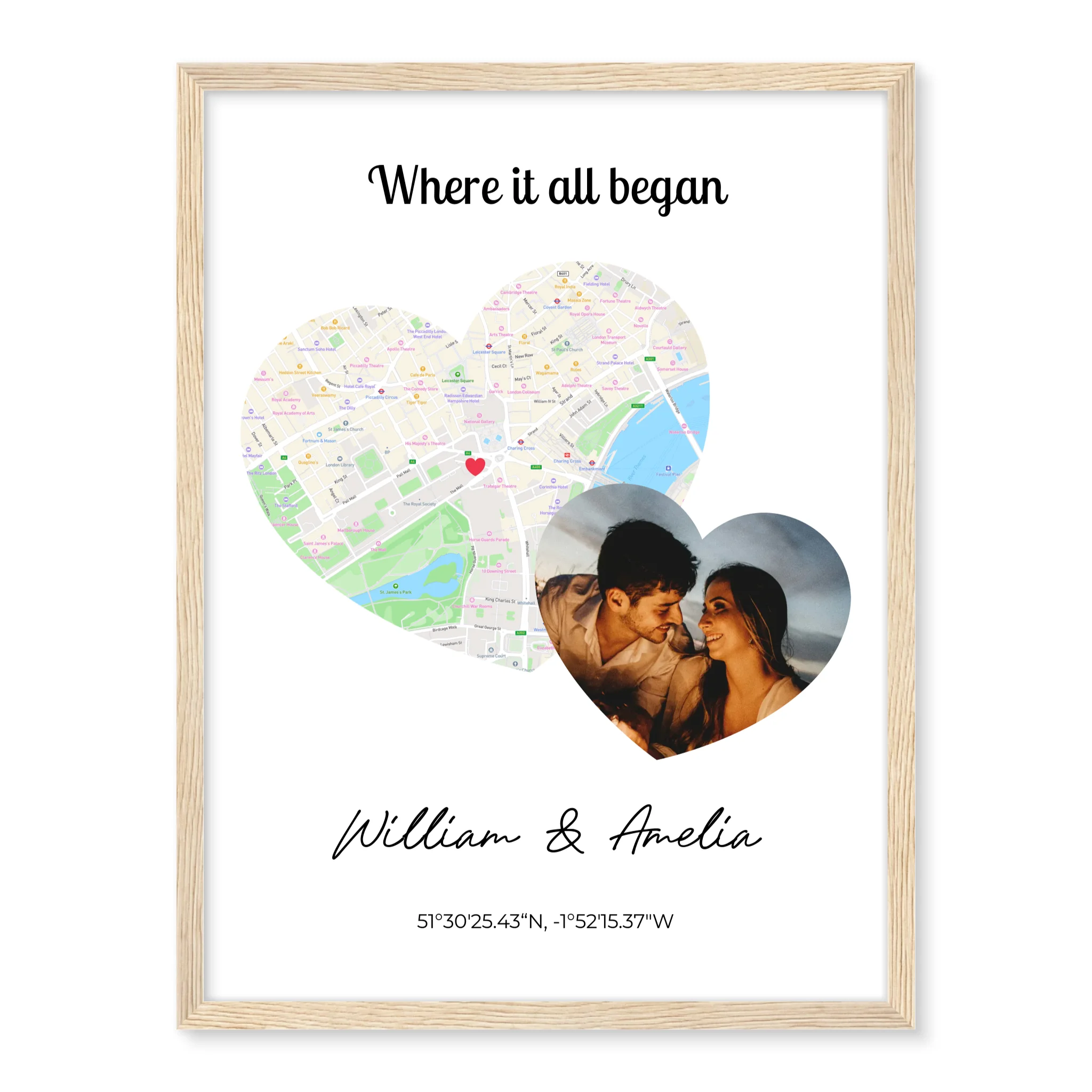Where It All Began - 2 hearts map and photo