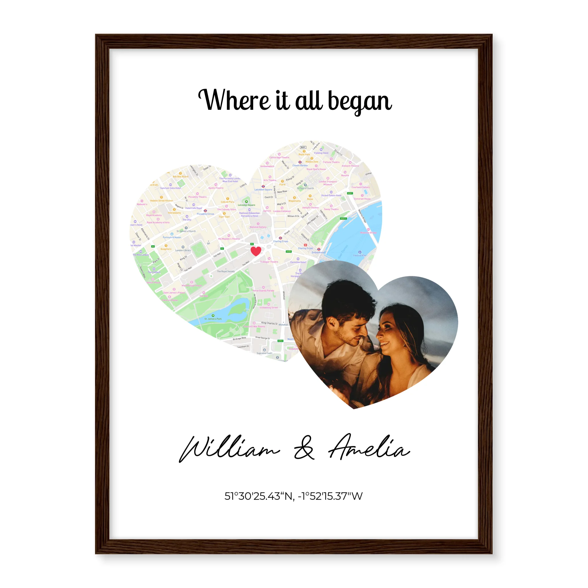 Where It All Began - 2 hearts map and photo